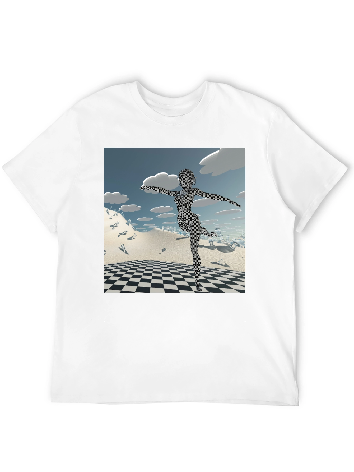 Black Abstract Black Tee: Checkered Figure view 12