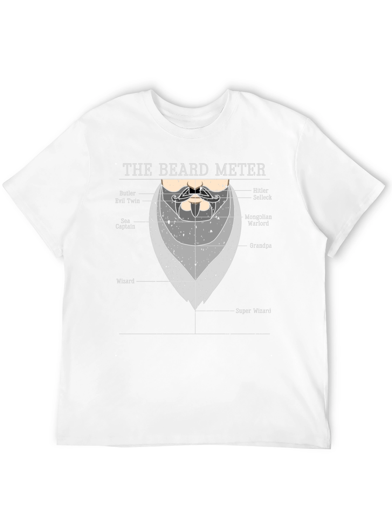 Black Beard Meter Graphic T-Shirt - Funny Beard Lover Tee view 12