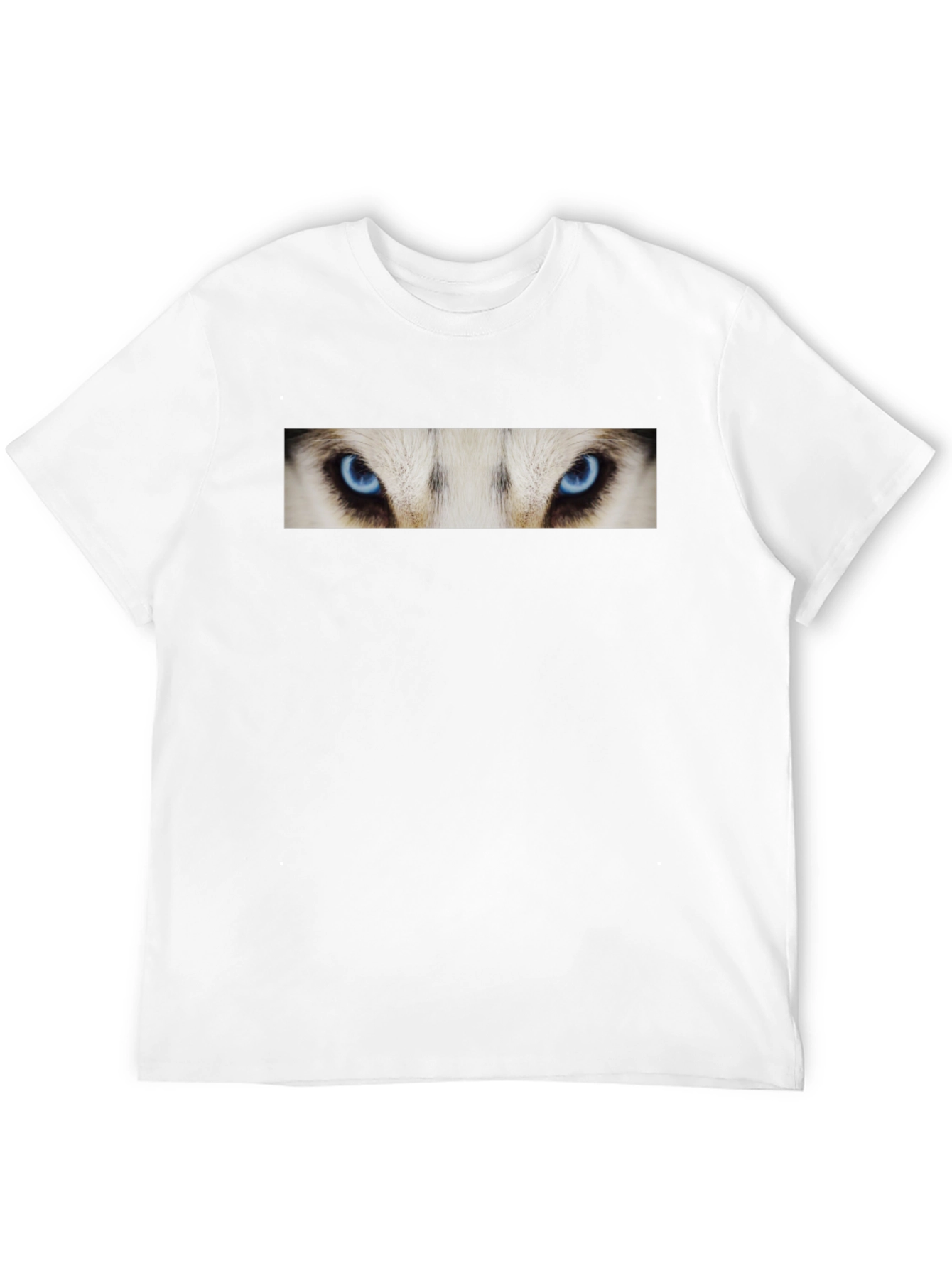 Black Black T-Shirt with Striking Wolf Eyes Graphic Print view 12
