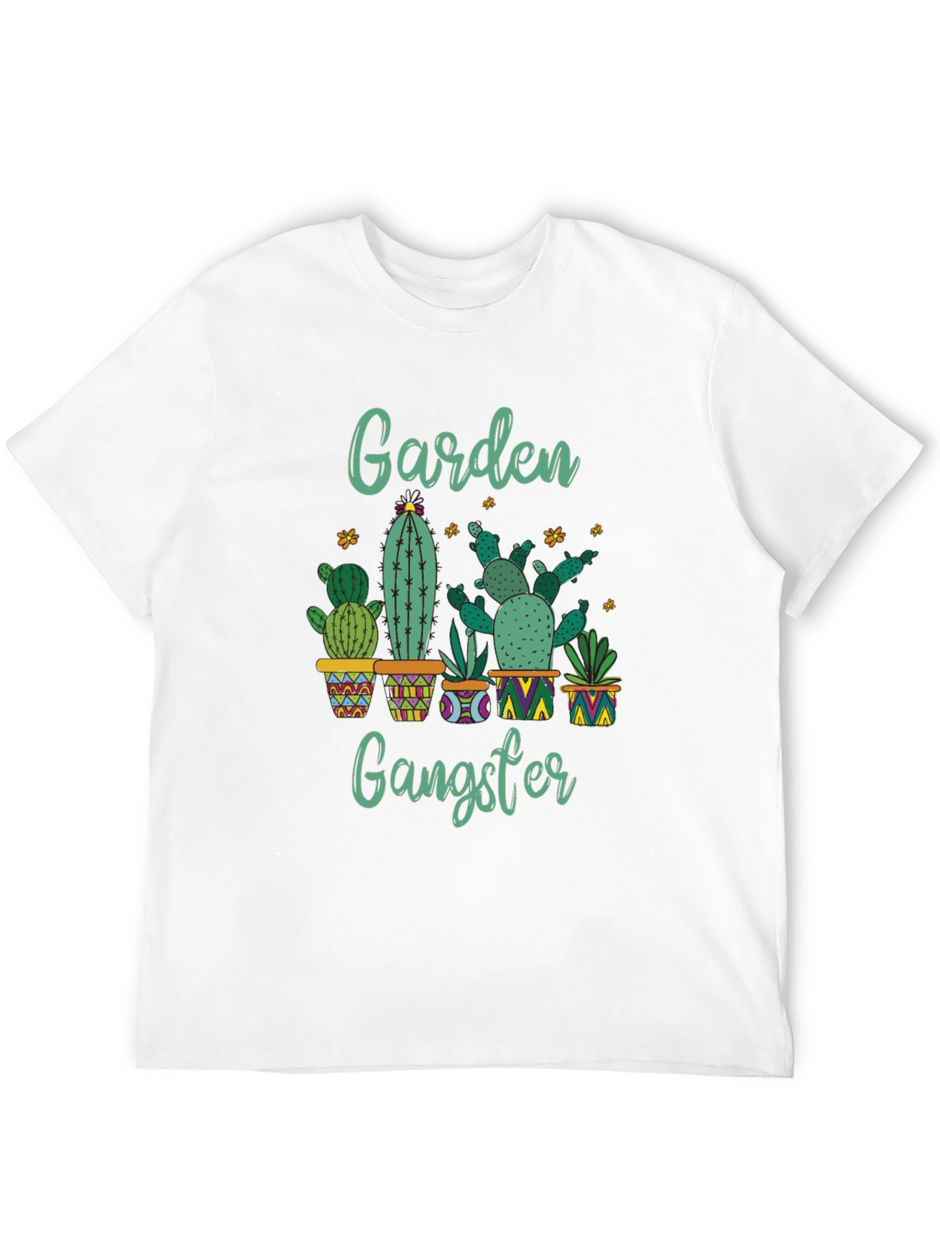Black Garden Gangster Cactus T-Shirt - Quirky Plant Lover Tee view 12