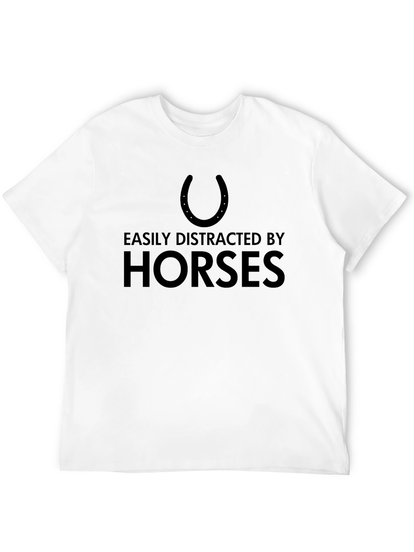 Black Easily Distracted by Horses T-Shirt view 12