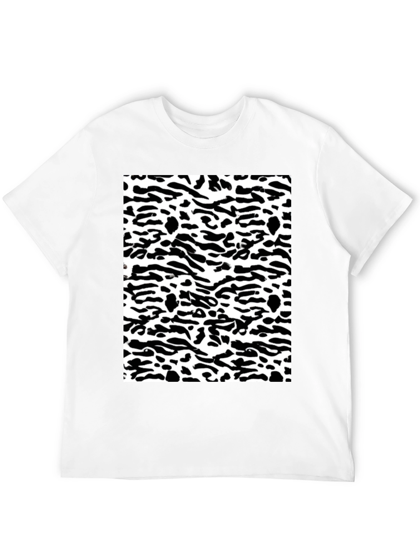 Black Trendy Black & White Camo Print Tee view 12