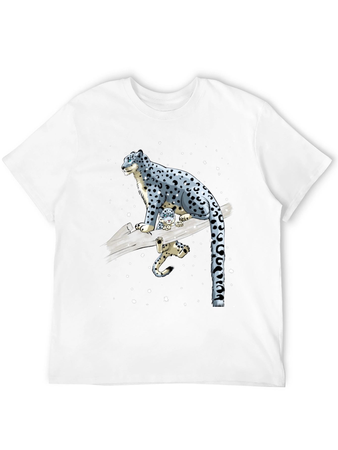 Black Snow Leopard Family Black Graphic Tee view 12