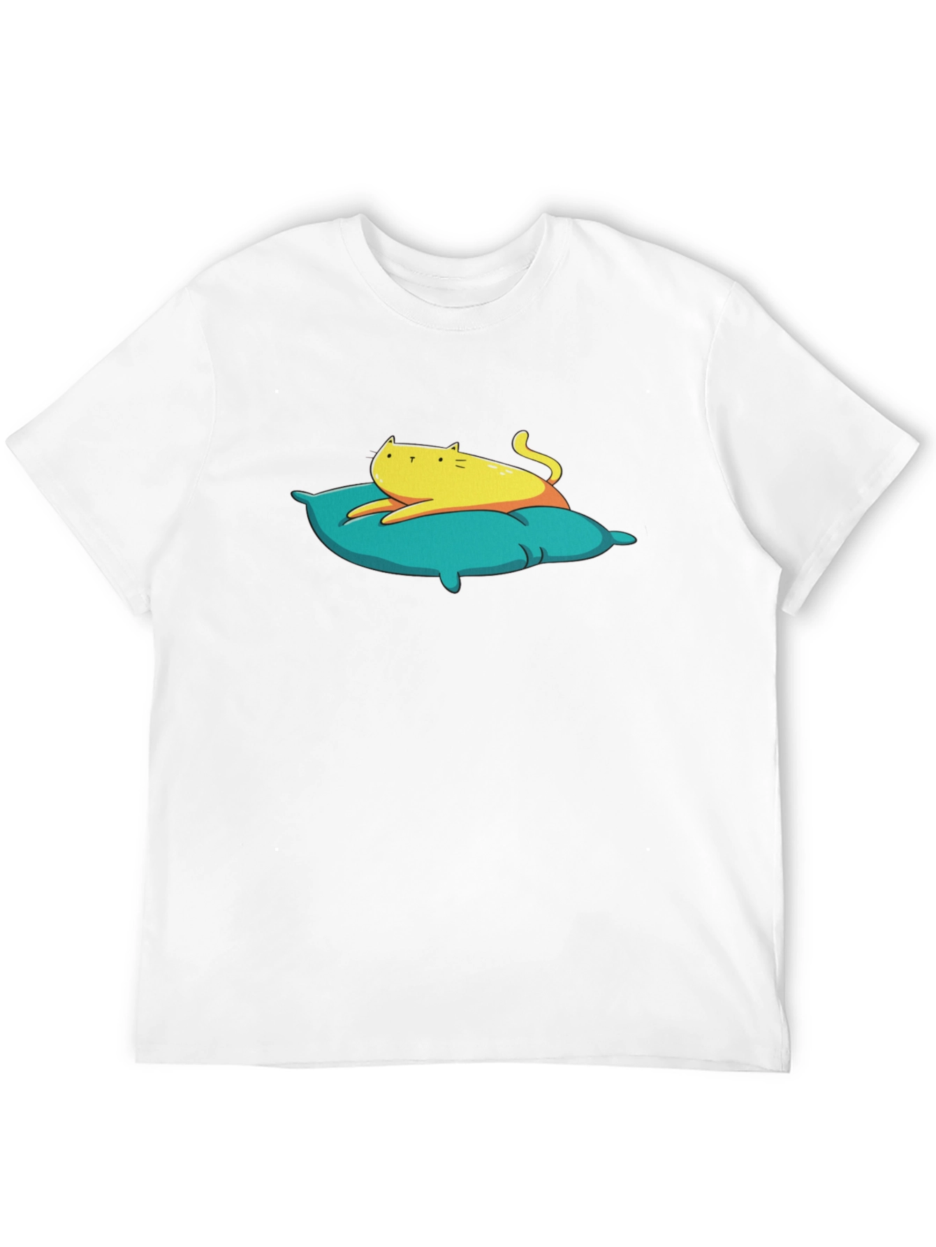 Black Relaxed Cat on Pillow Graphic Tee - Black Cotton T-Shirt view 12