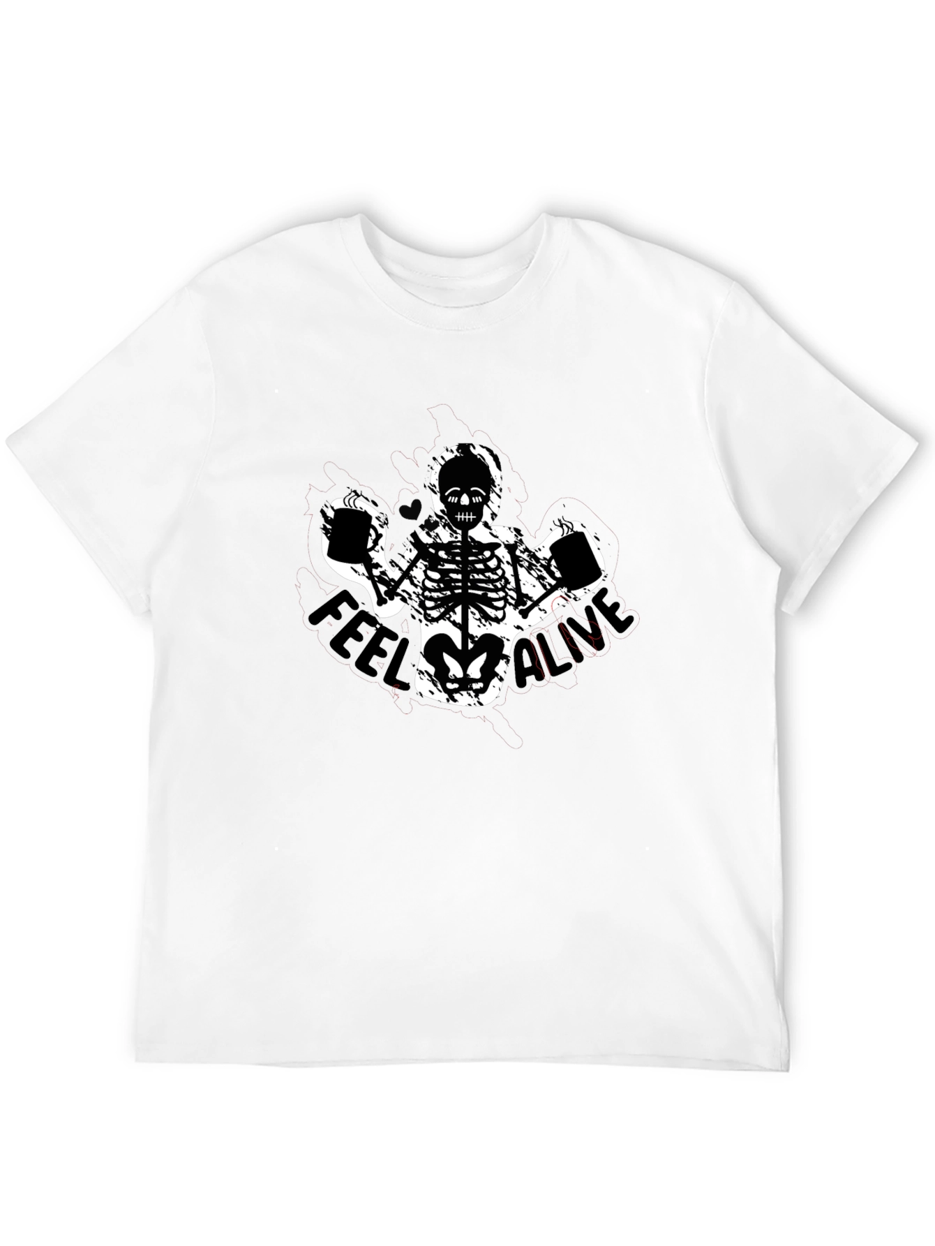 Black Feel Alive Skeleton Graphic T-Shirt view 12