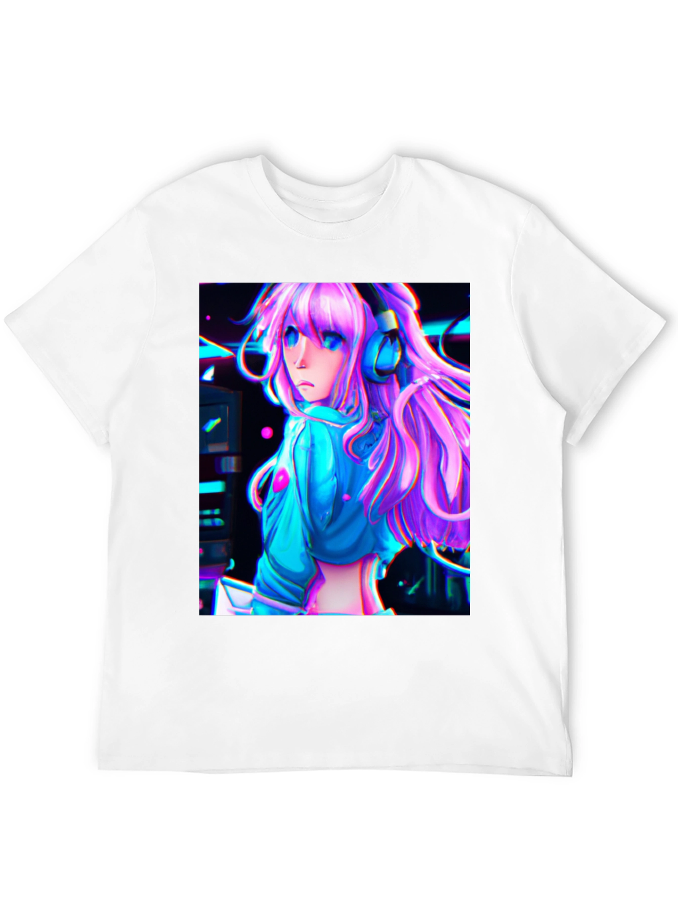 Black Anime Girl Graphic Tee - Black Cotton view 12