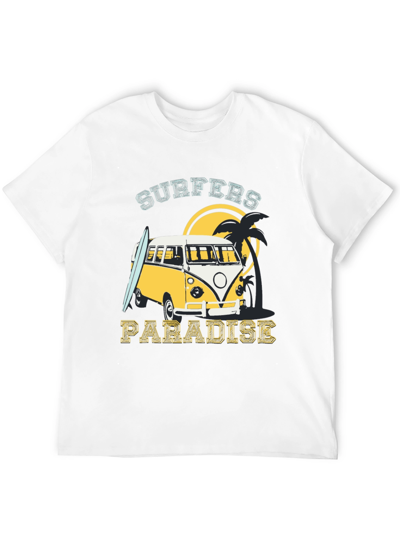 Black Surfers Paradise Tee - Retro Beach Van Design view 12