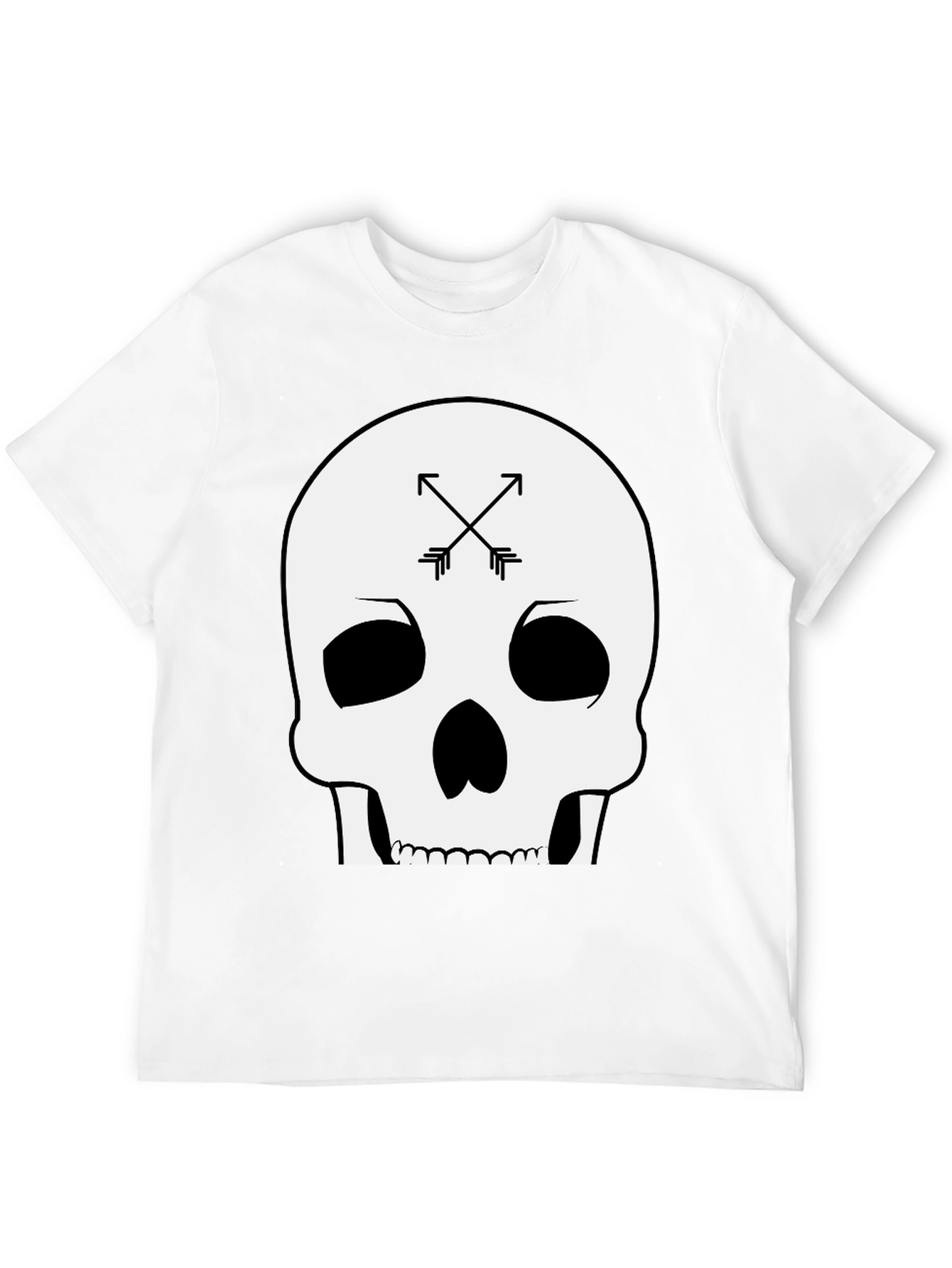 Black Skull & Arrows Graphic Tee - Black Cotton T-Shirt view 12