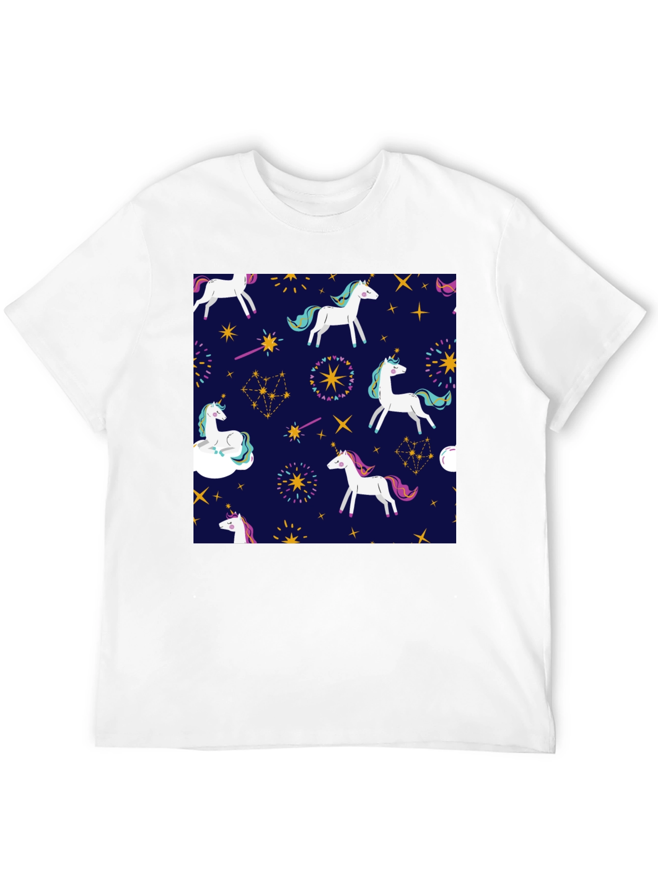 Black Unicorn Pattern Black T-Shirt view 12