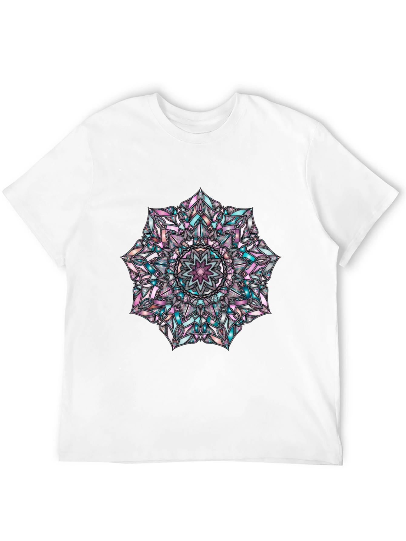 Black Mandala Graphic Print Men's Black T-Shirt view 12