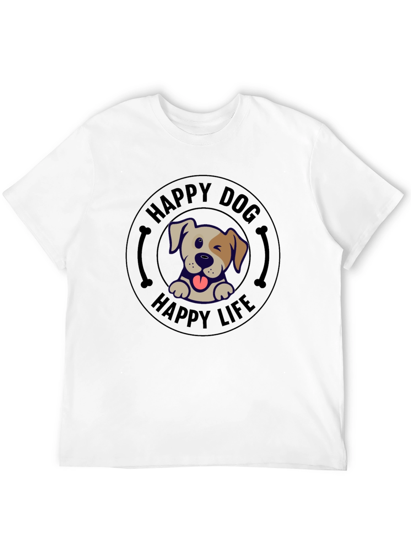 Black Happy Dog Happy Life T-Shirt view 12