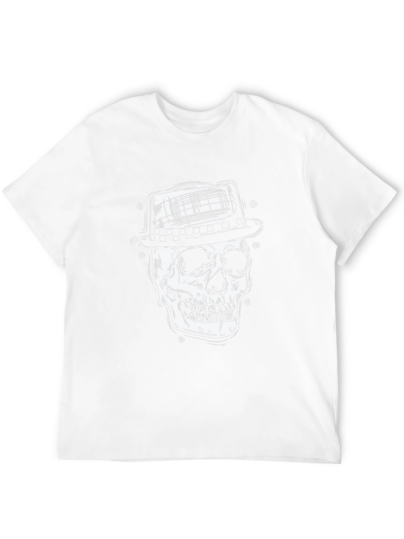 Black Skull in Hat Graphic Tee - Mens Black T-Shirt view 12