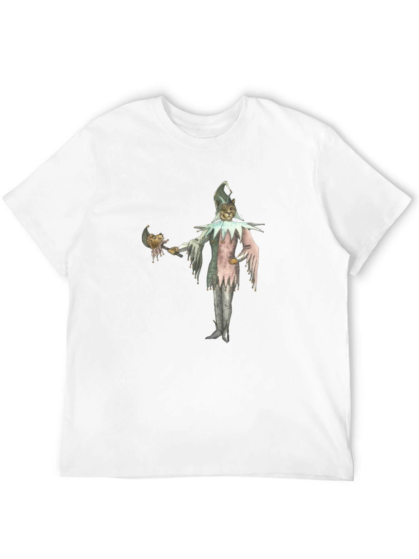 Black Whimsical Cat Jester Graphic Tee view 12