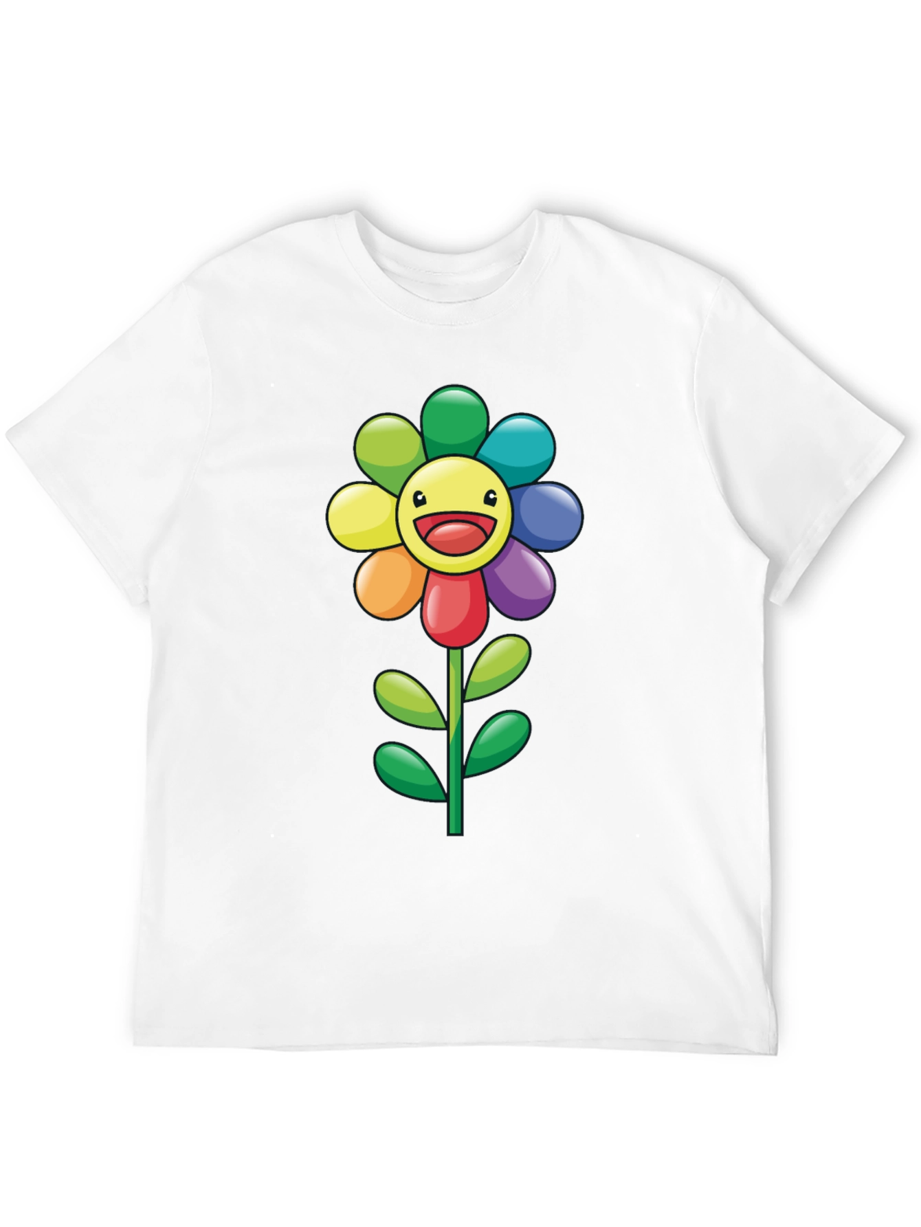 Black Rainbow Flower Graphic Tee - Black T-Shirt view 12