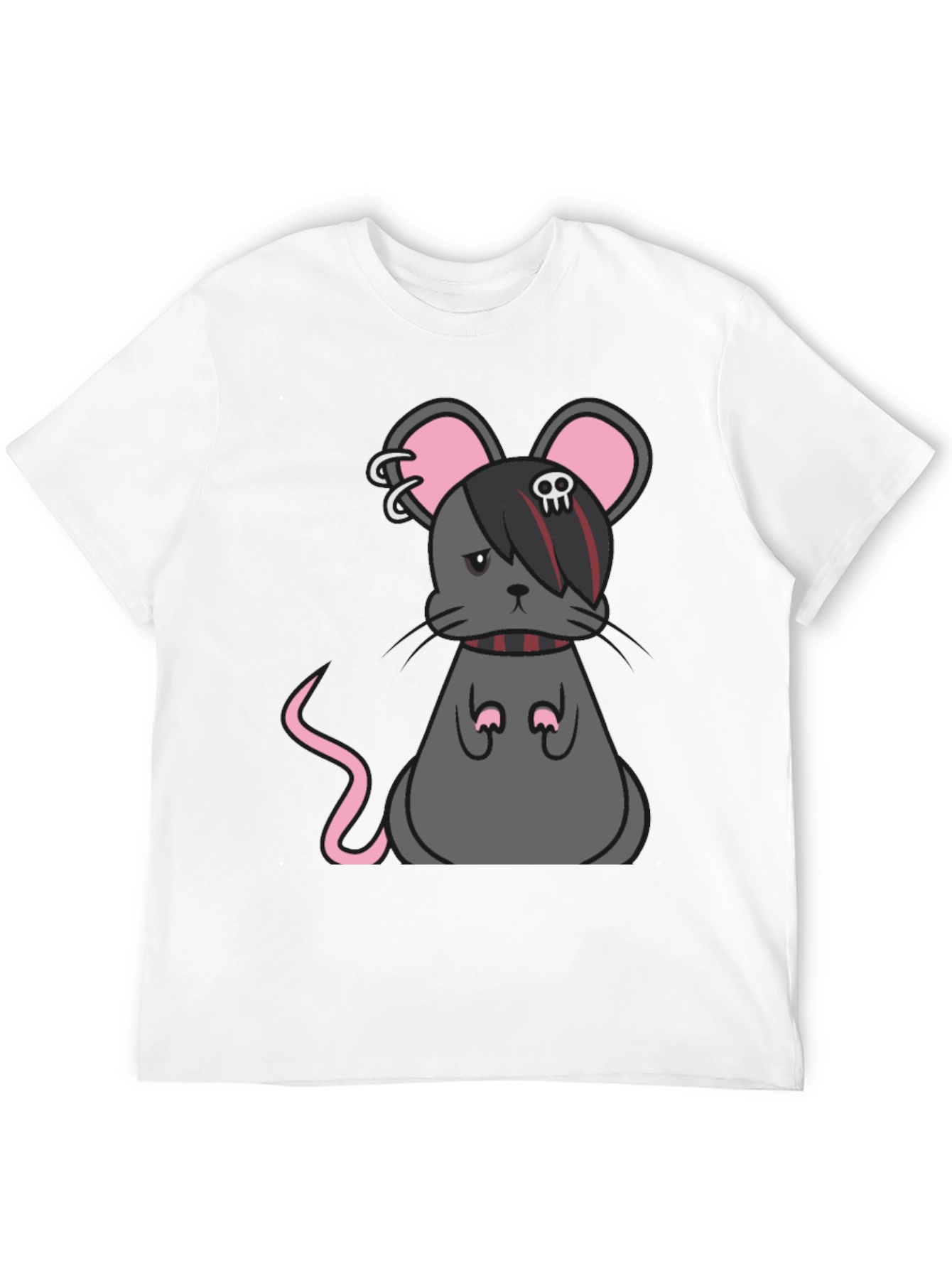 Black Emo Mouse Graphic Tee - Black Cotton Blend view 12