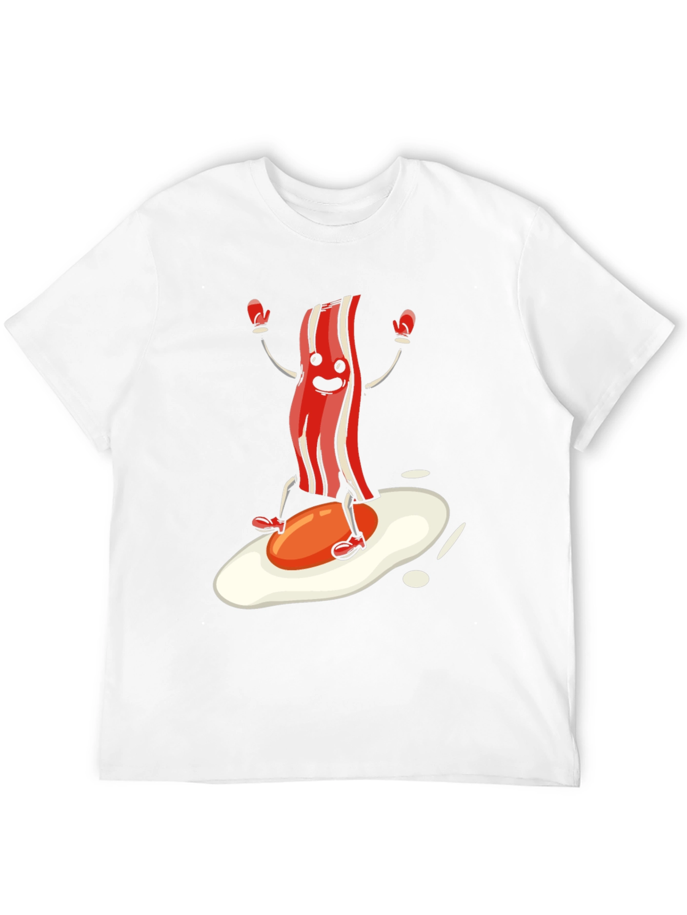 Black Bacon & Egg Cartoon Graphic Tee - Novelty Food Shirt view 12