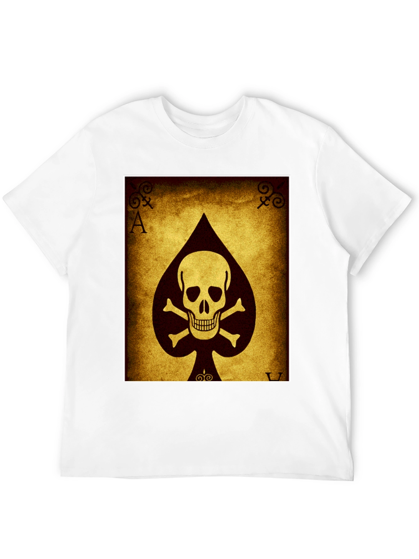 Black Ace of Spades Skull T-Shirt - Black Cotton Tee view 12