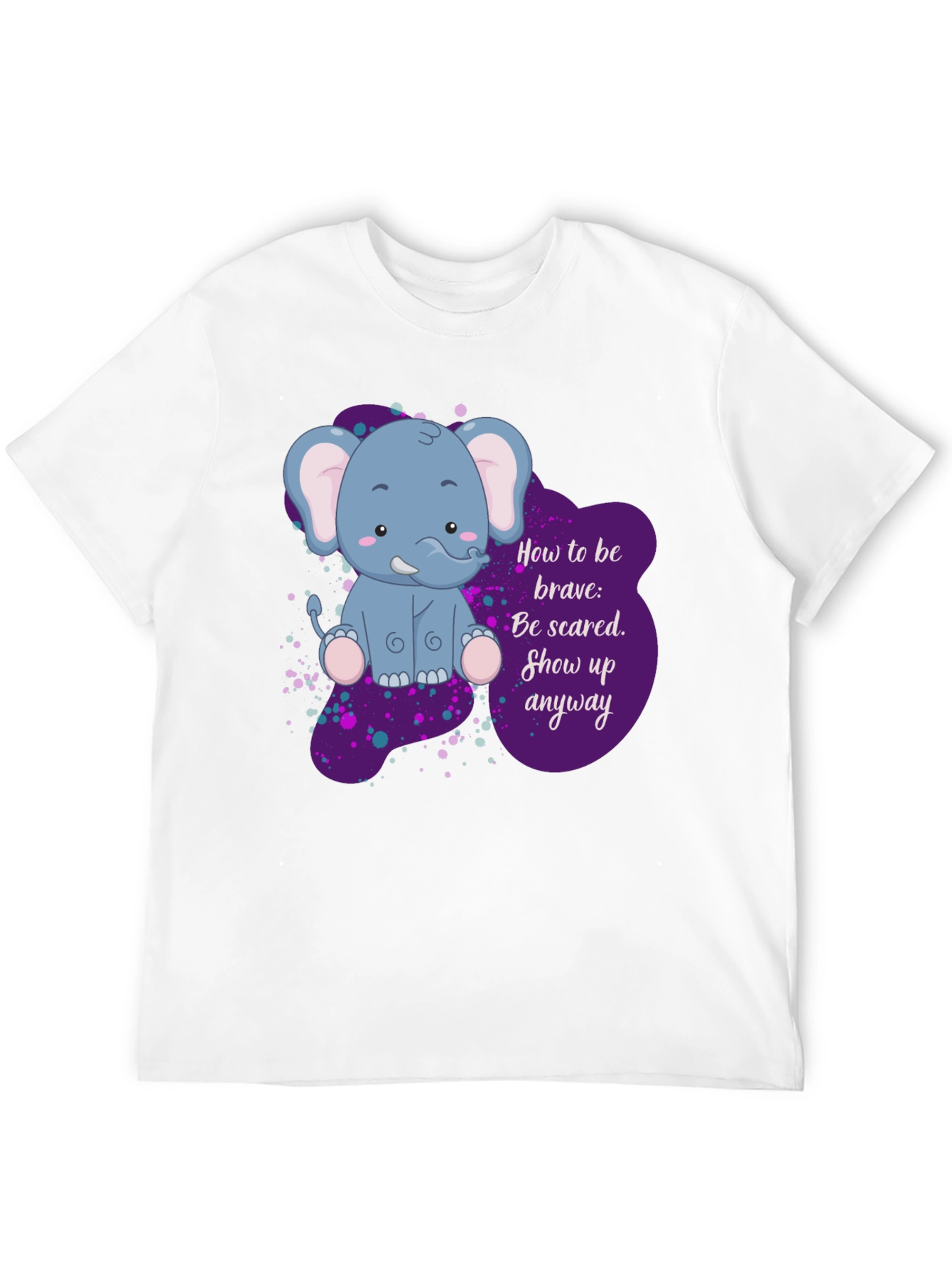 Black Be Brave Elephant T-Shirt - Inspirational Graphic Tee view 12