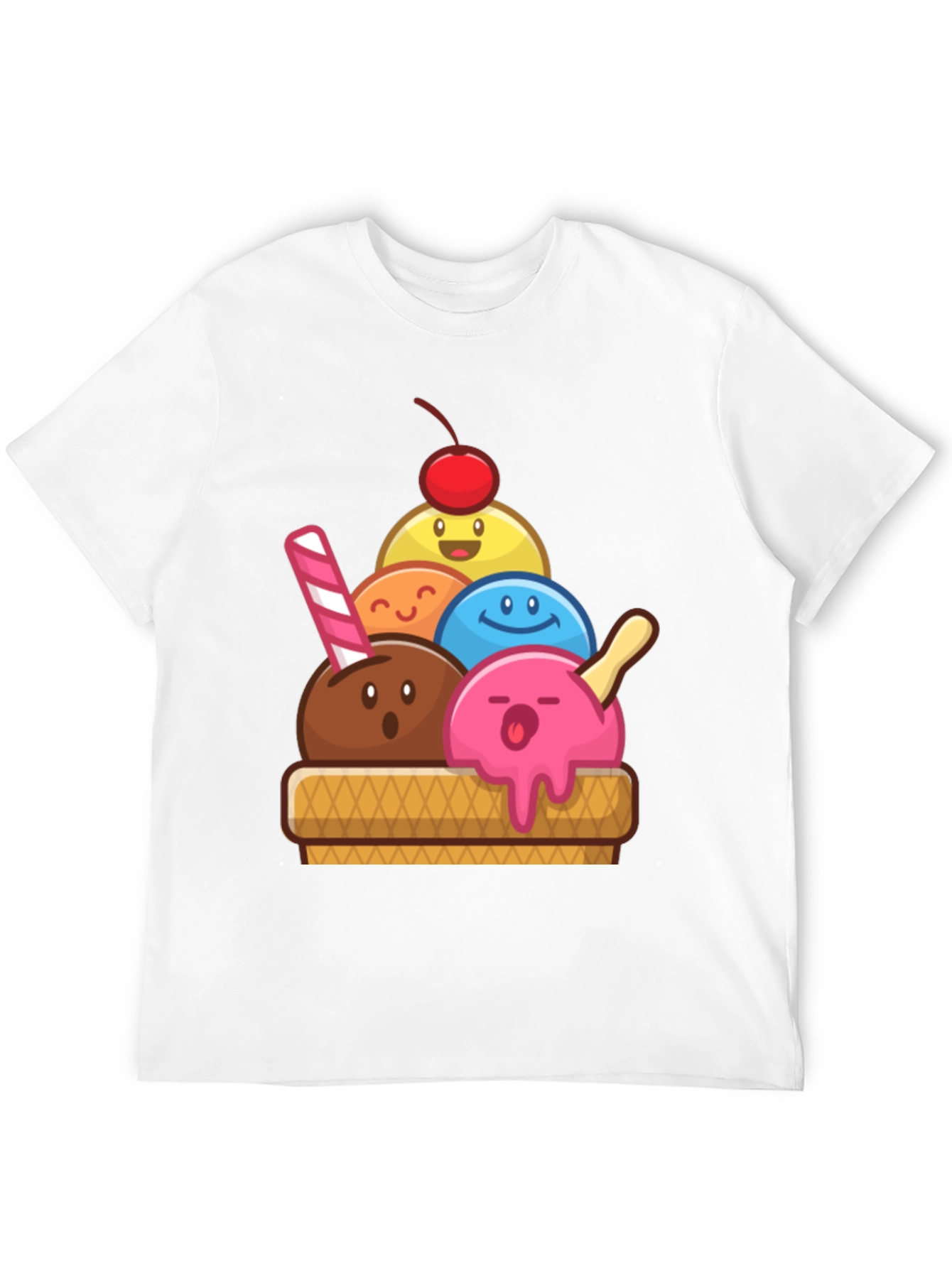 Black Cute Ice Cream Cartoon Graphic Tee view 12