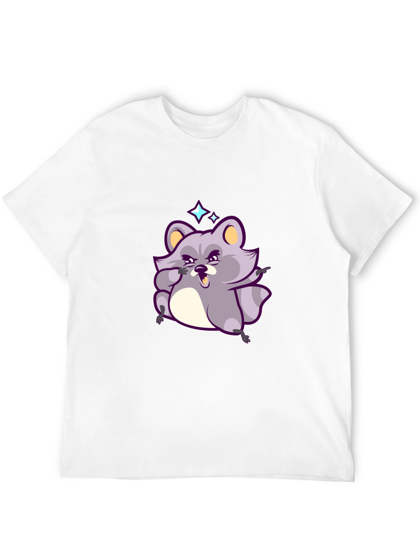 Black Funny Raccoon Graphic Tee - Black Cotton T-Shirt view 12