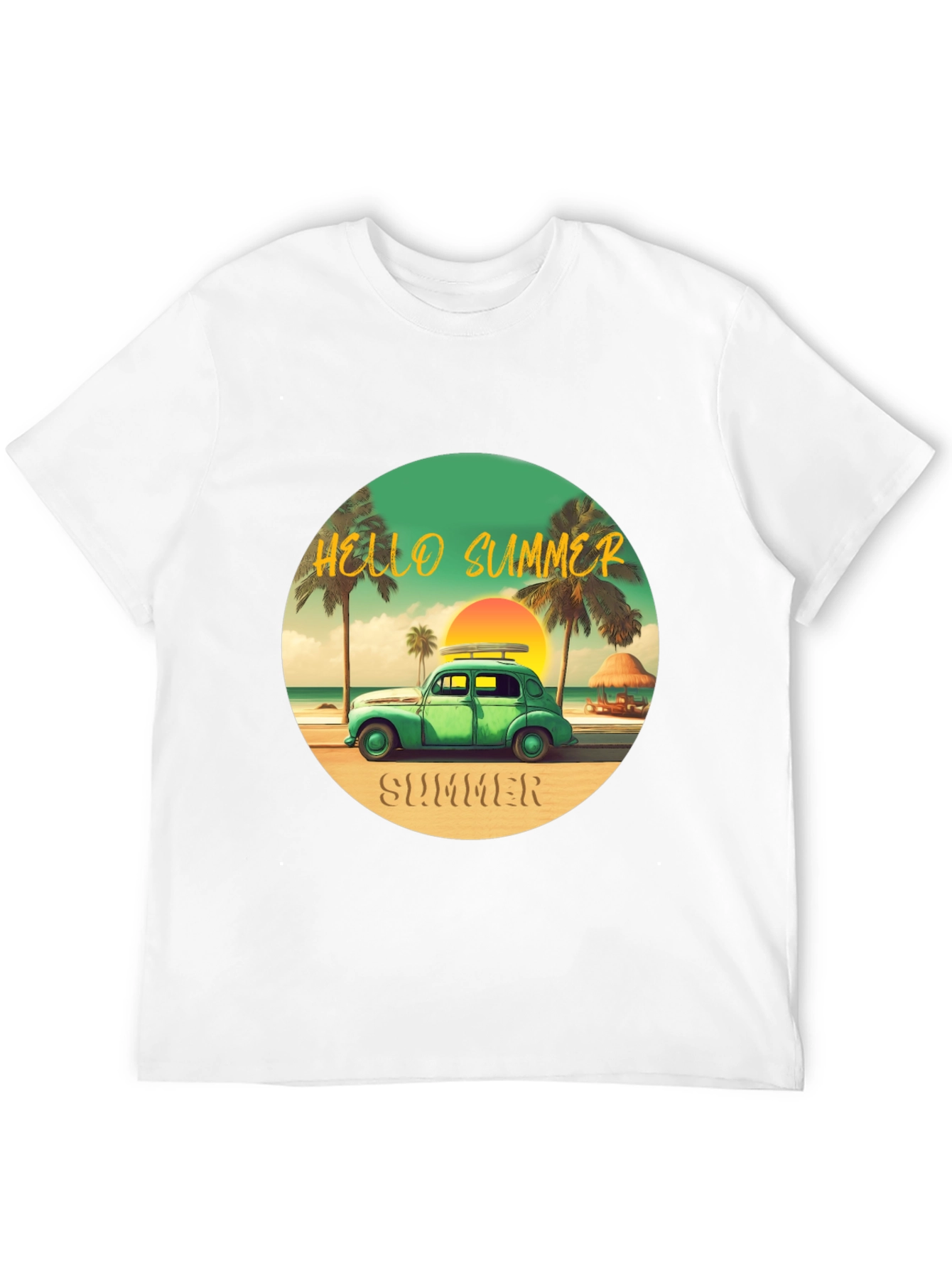 Black Summer Beach Car T-Shirt view 12
