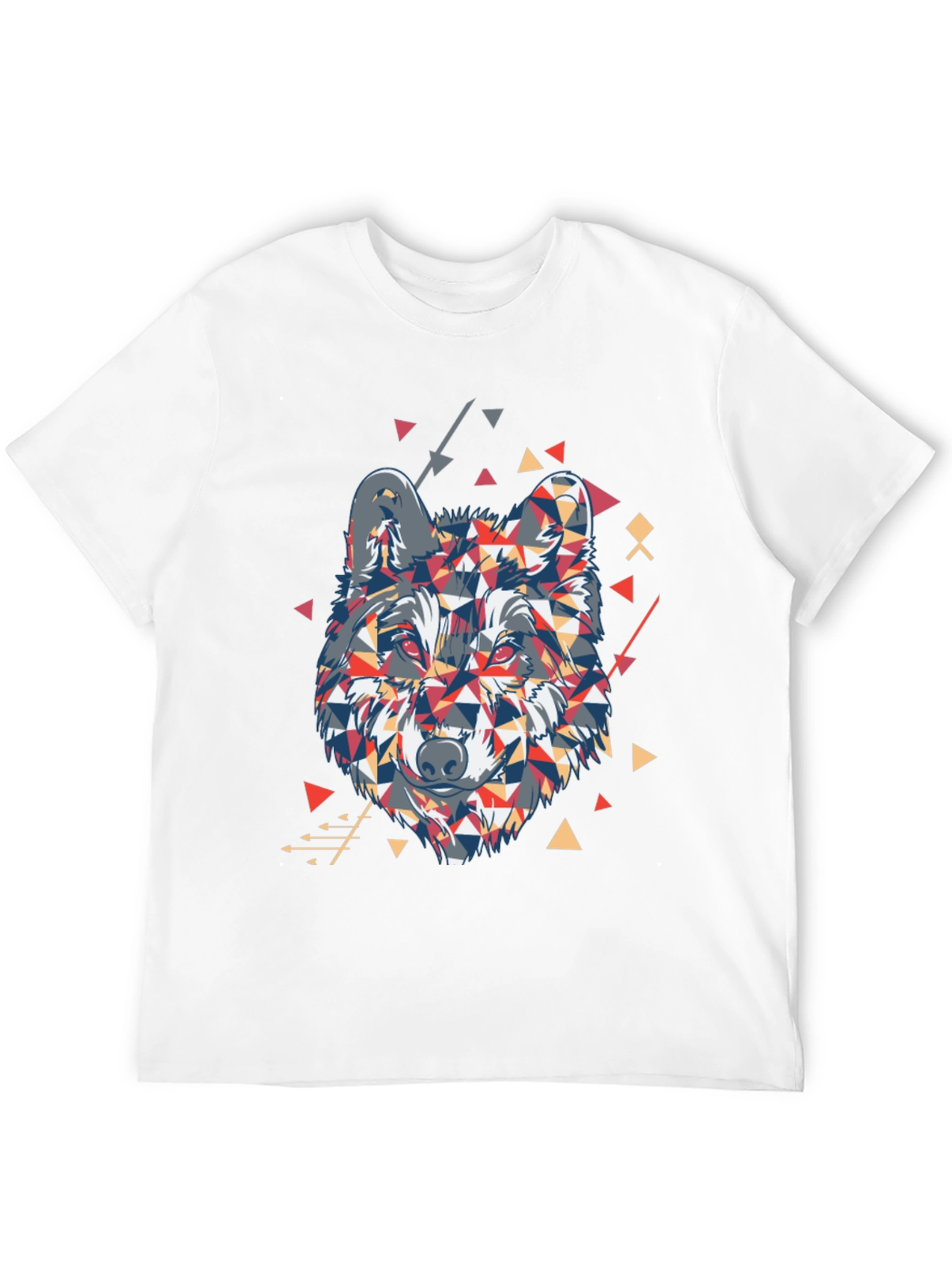 Black Geometric Wolf Graphic Black T-Shirt view 12