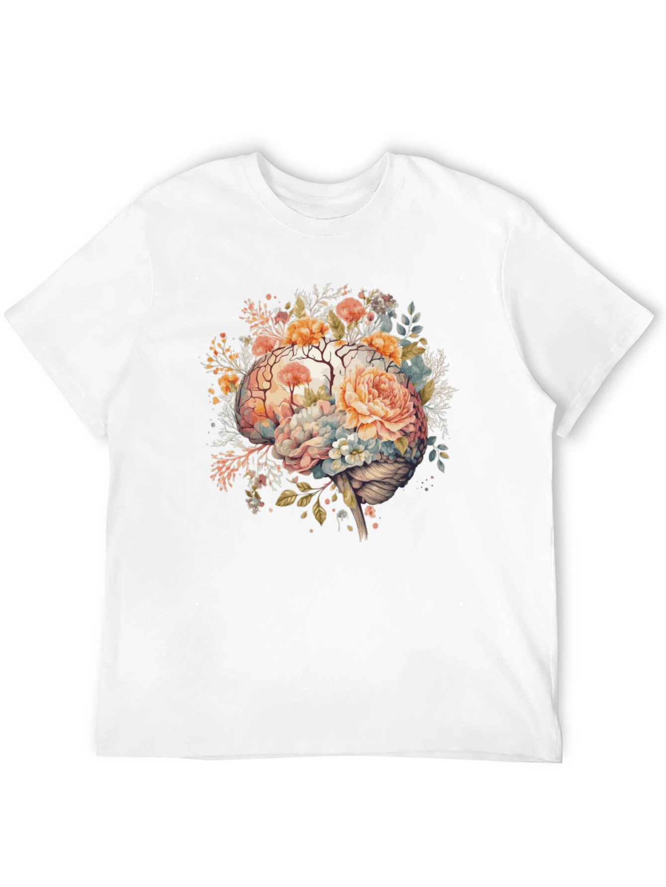 Black Floral Brain Graphic Tee - Stylish Mindful Design view 12