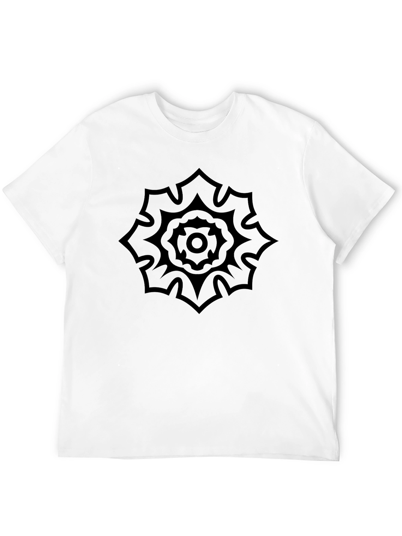 Black Men's Black Graphic Tee - Floral Mandala Design view 12