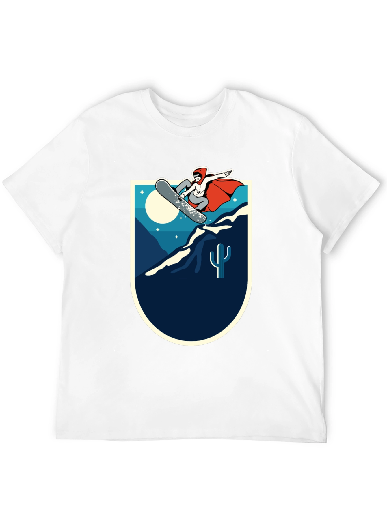 Black Snowboarder Desert Scene Graphic Tee - Black Cotton Blend view 12