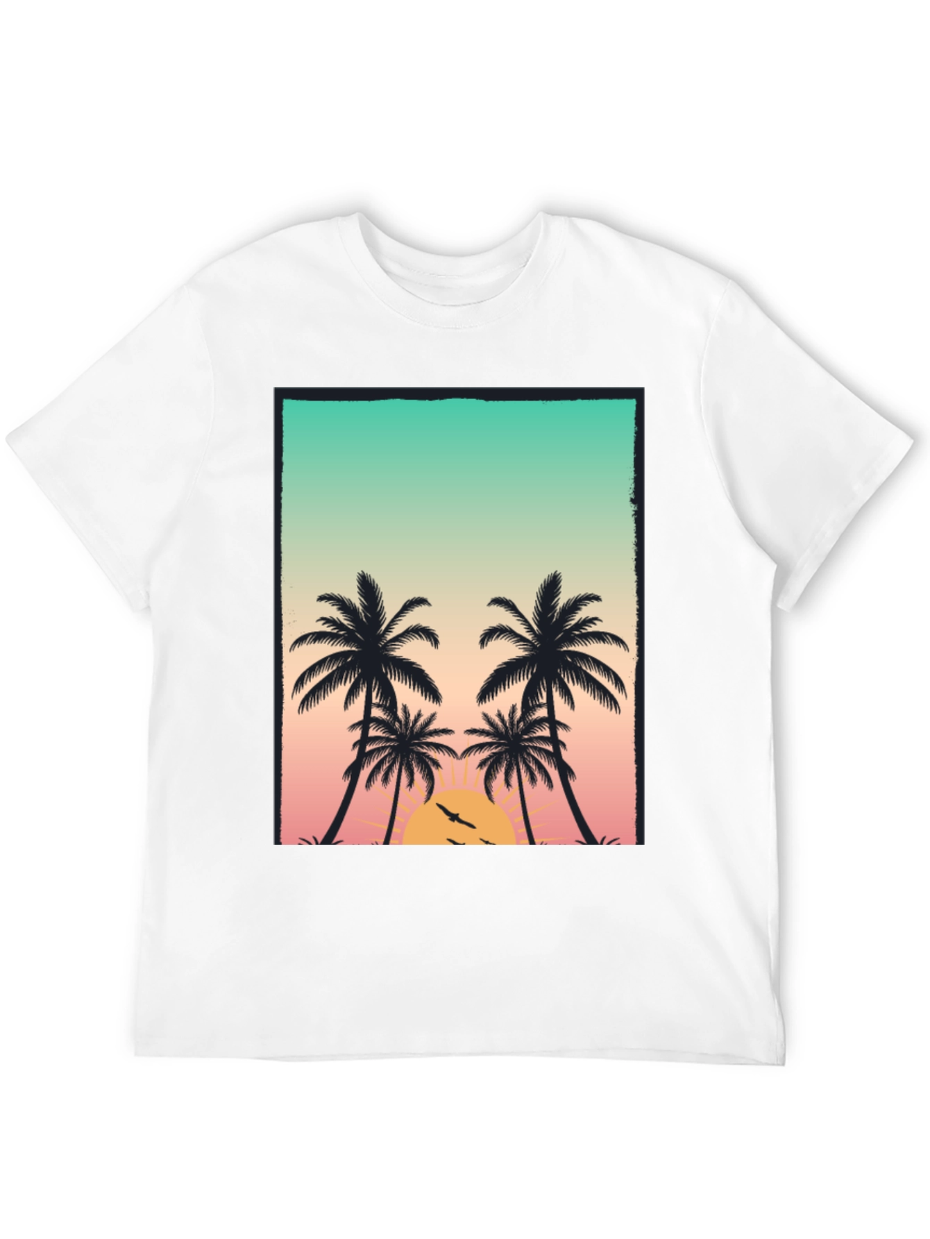 Black Sunset Palm Tree Graphic T-Shirt view 12