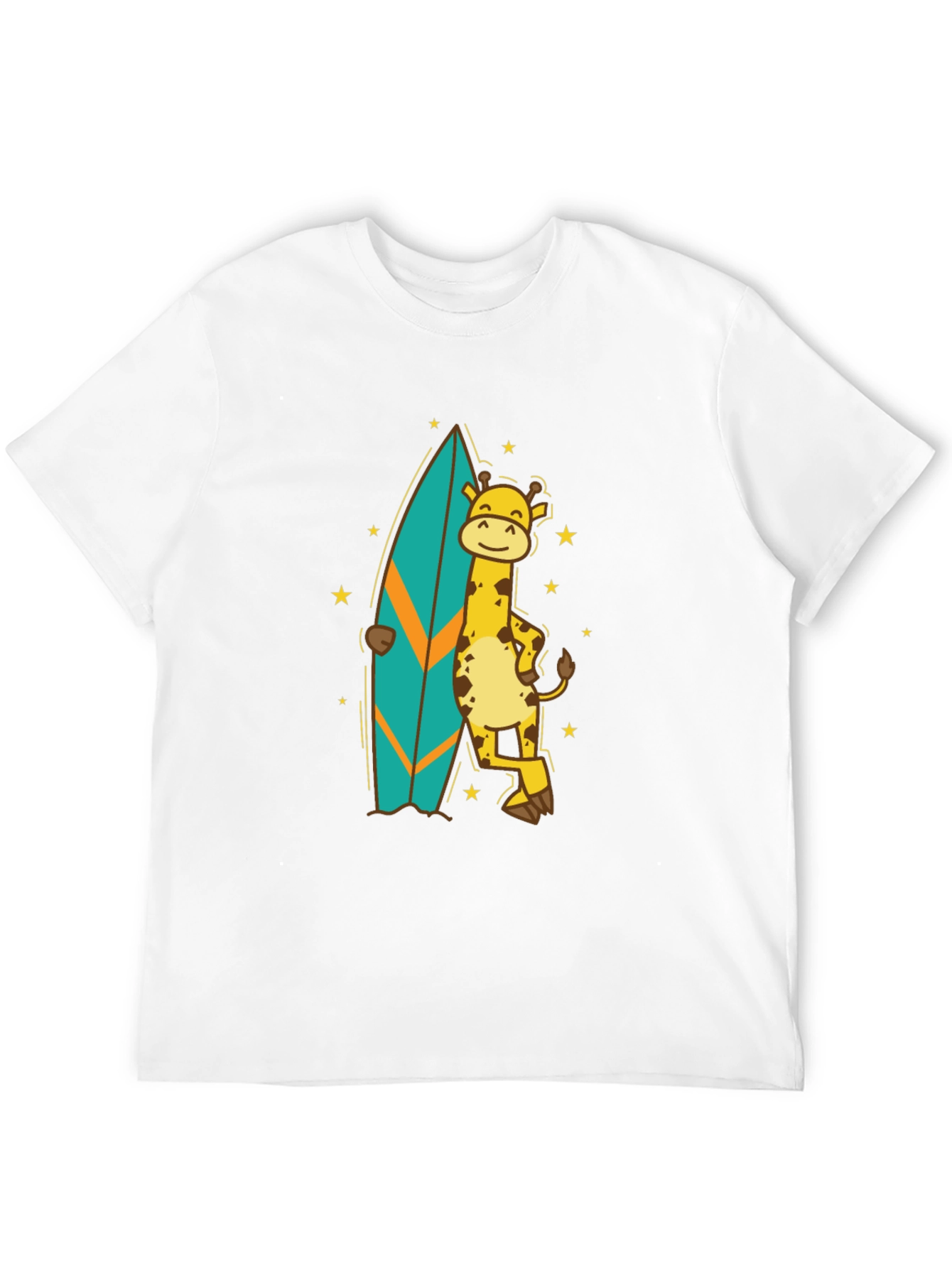 Black Surfing Giraffe T-Shirt - Black Cotton Tee view 12