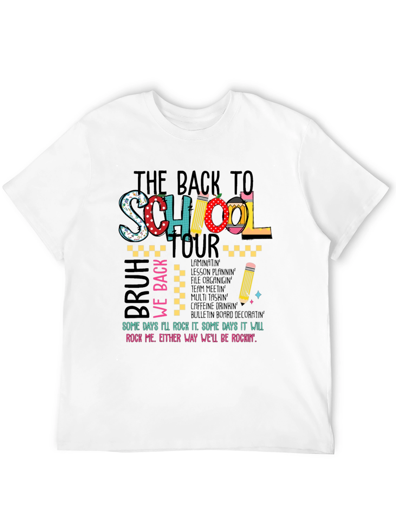 Black Back to School Teacher T-Shirt view 12