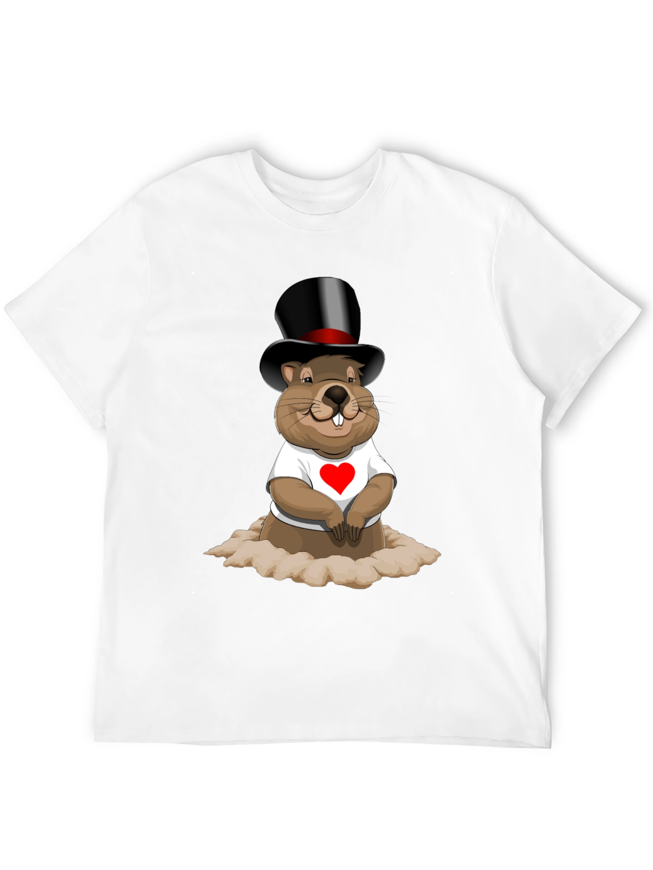 Black Groundhog Day T-Shirt with Top Hat and Heart view 12