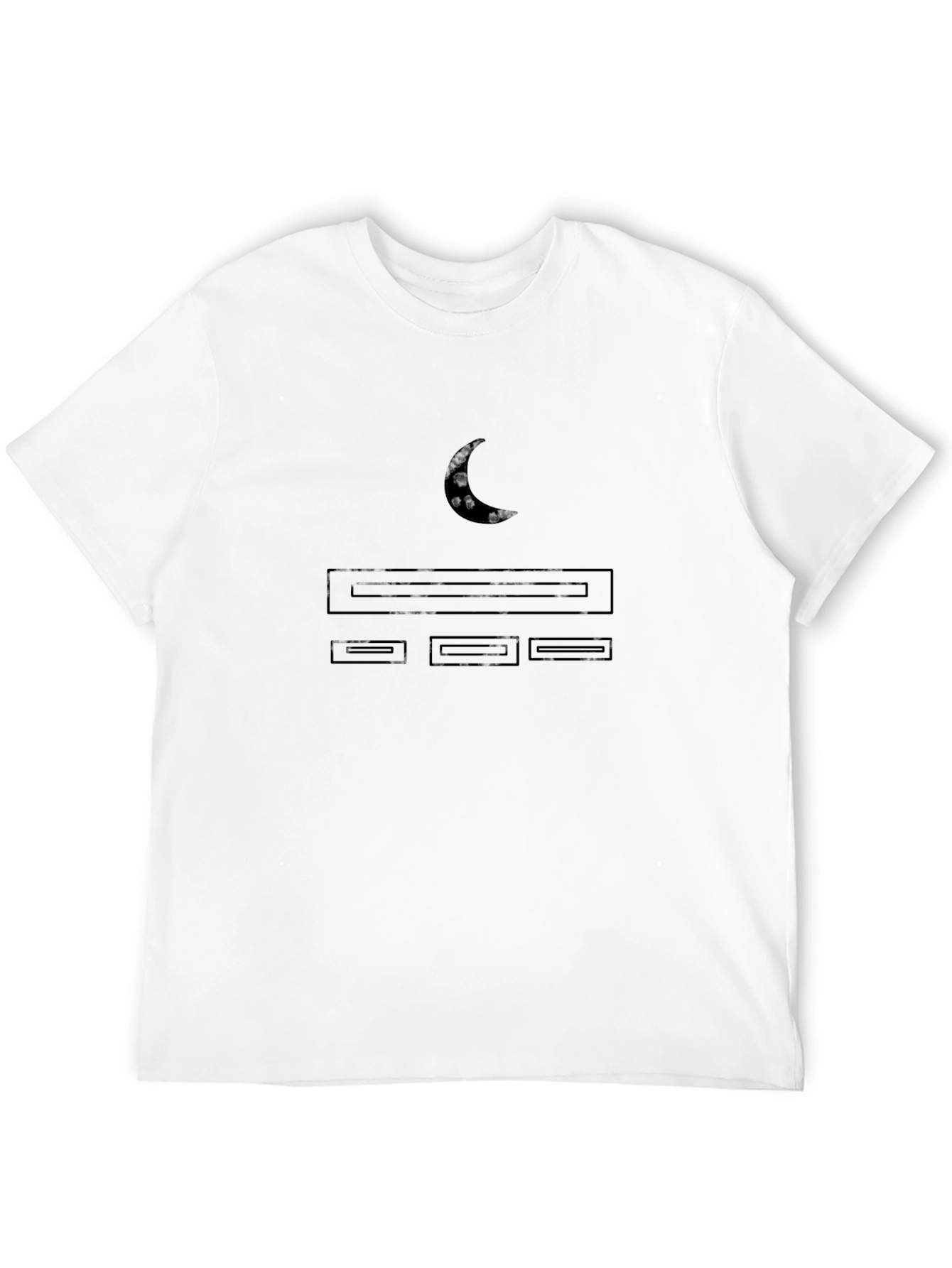 Black Men's Black T-Shirt with Moon and Console Design view 12
