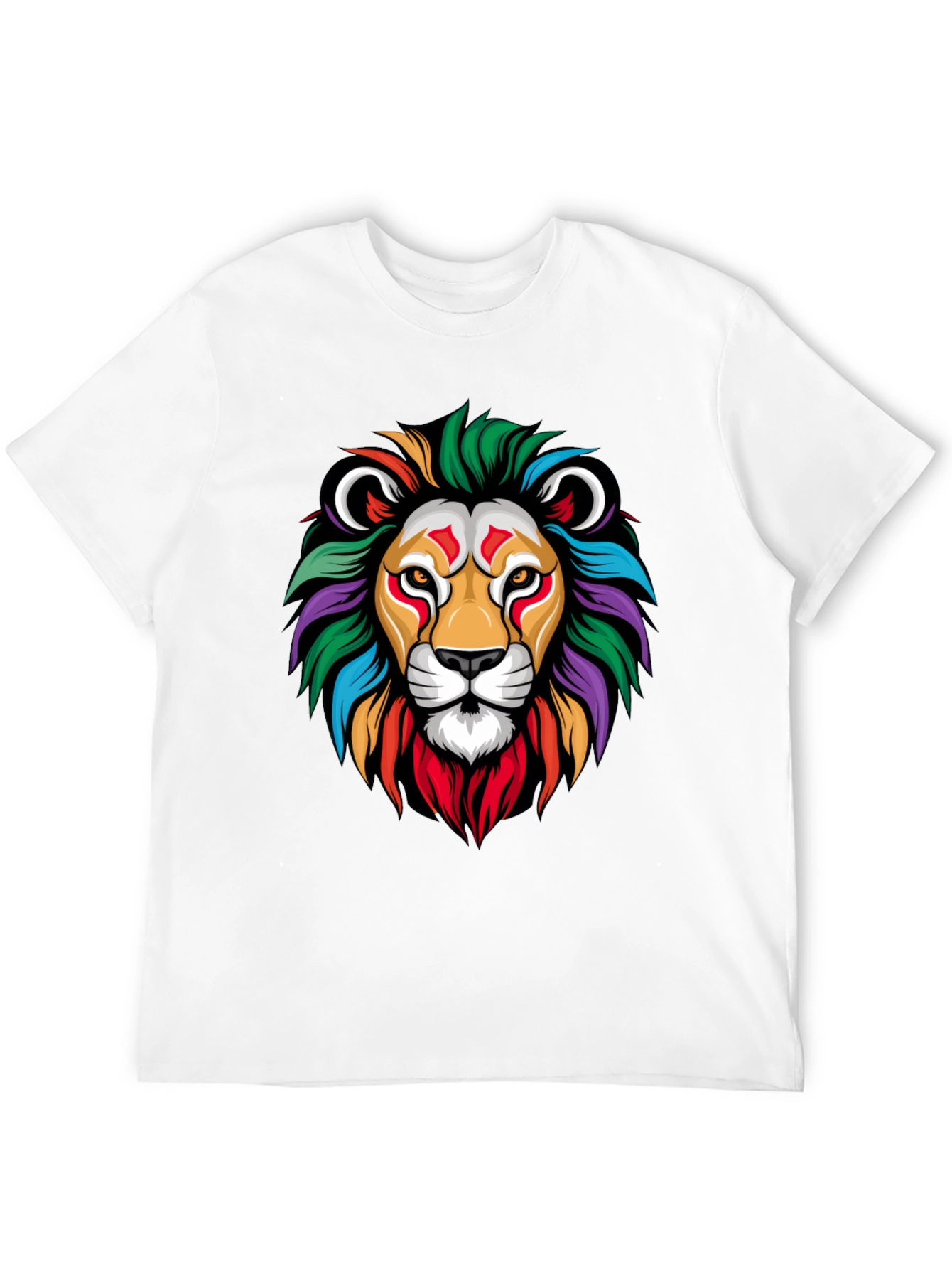 Black Colorful Lion Graphic Black T-Shirt view 12