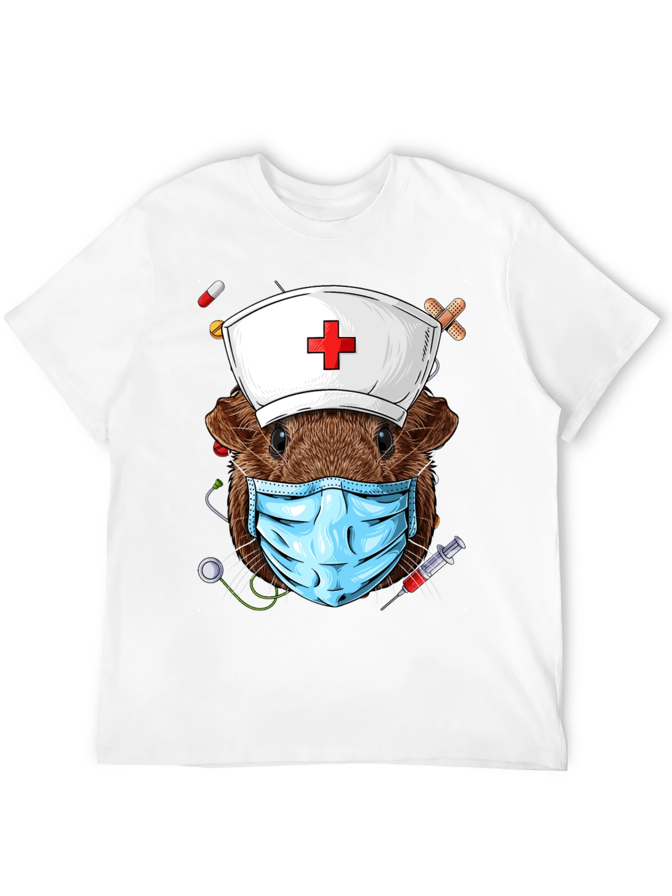 Black Nurse Guinea Pig Graphic T-Shirt view 12