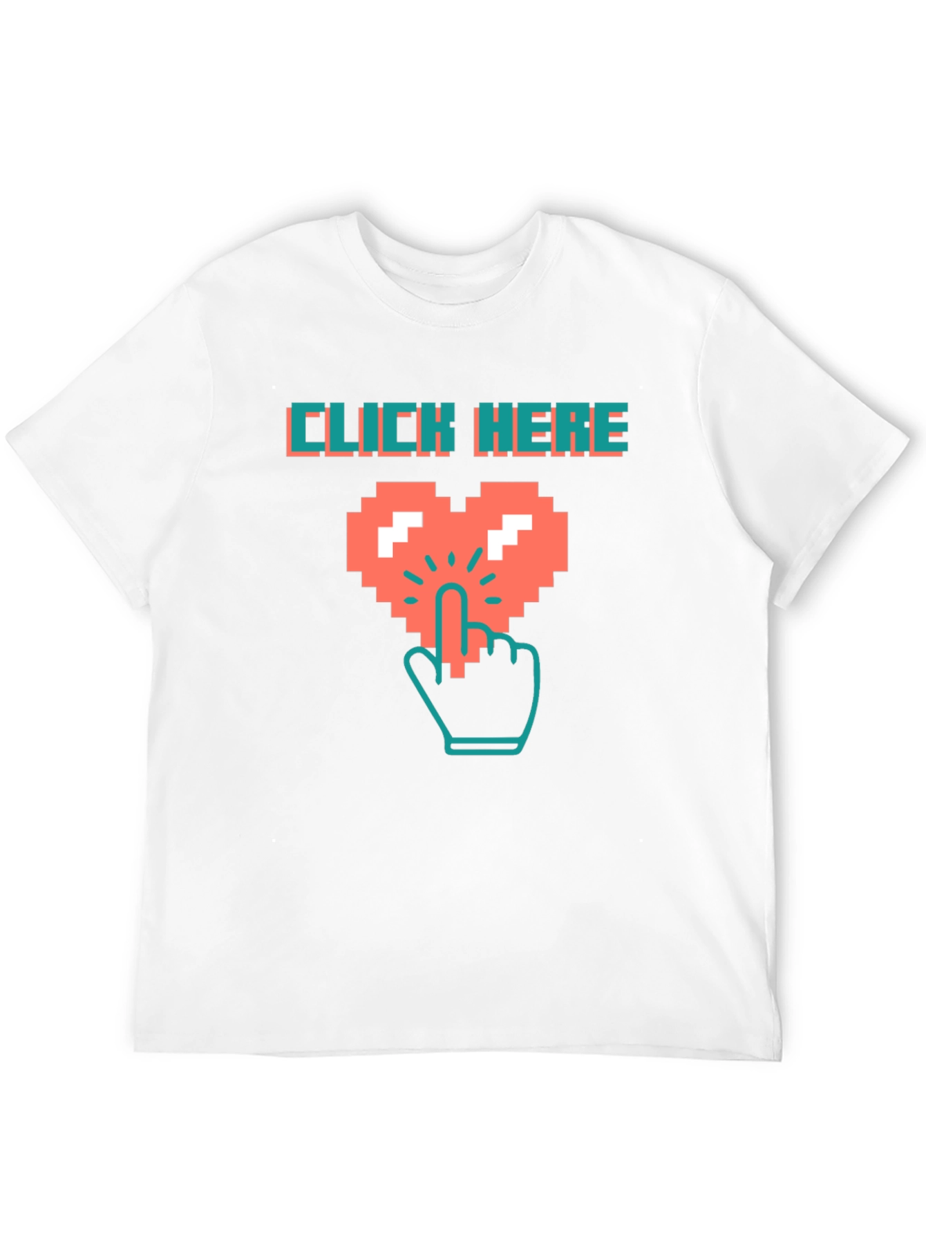Black Click Here Pixel Heart Black T-Shirt view 12