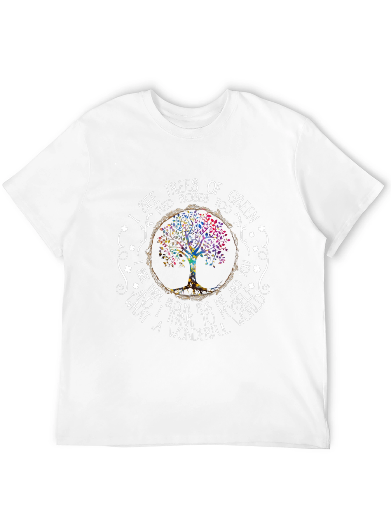 Black Wonderful World Tree Roses Graphic T-Shirt view 12