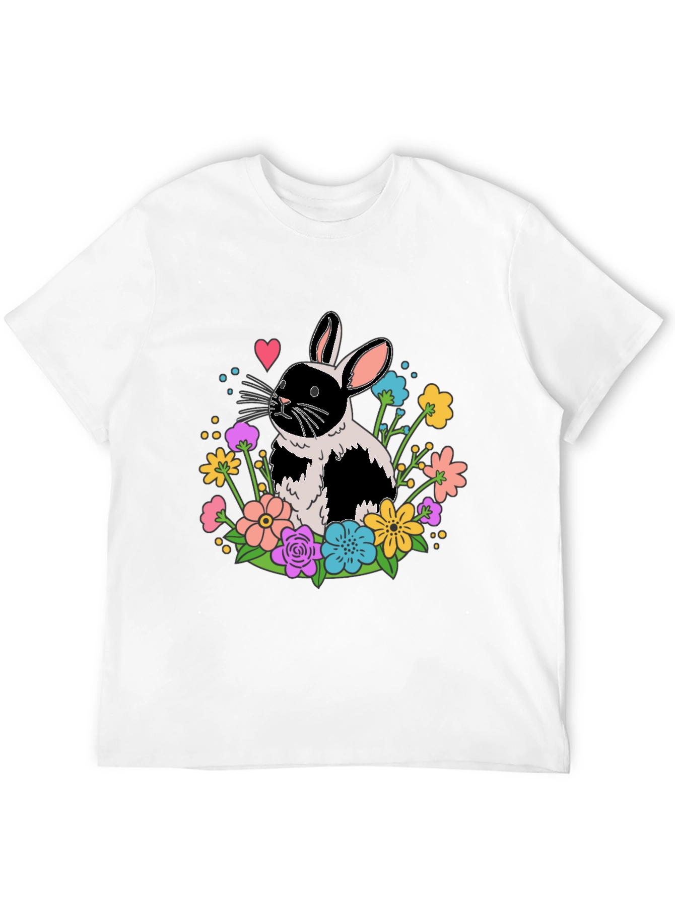 Black Floral Bunny Graphic Tee - Black Casual Shirt view 12