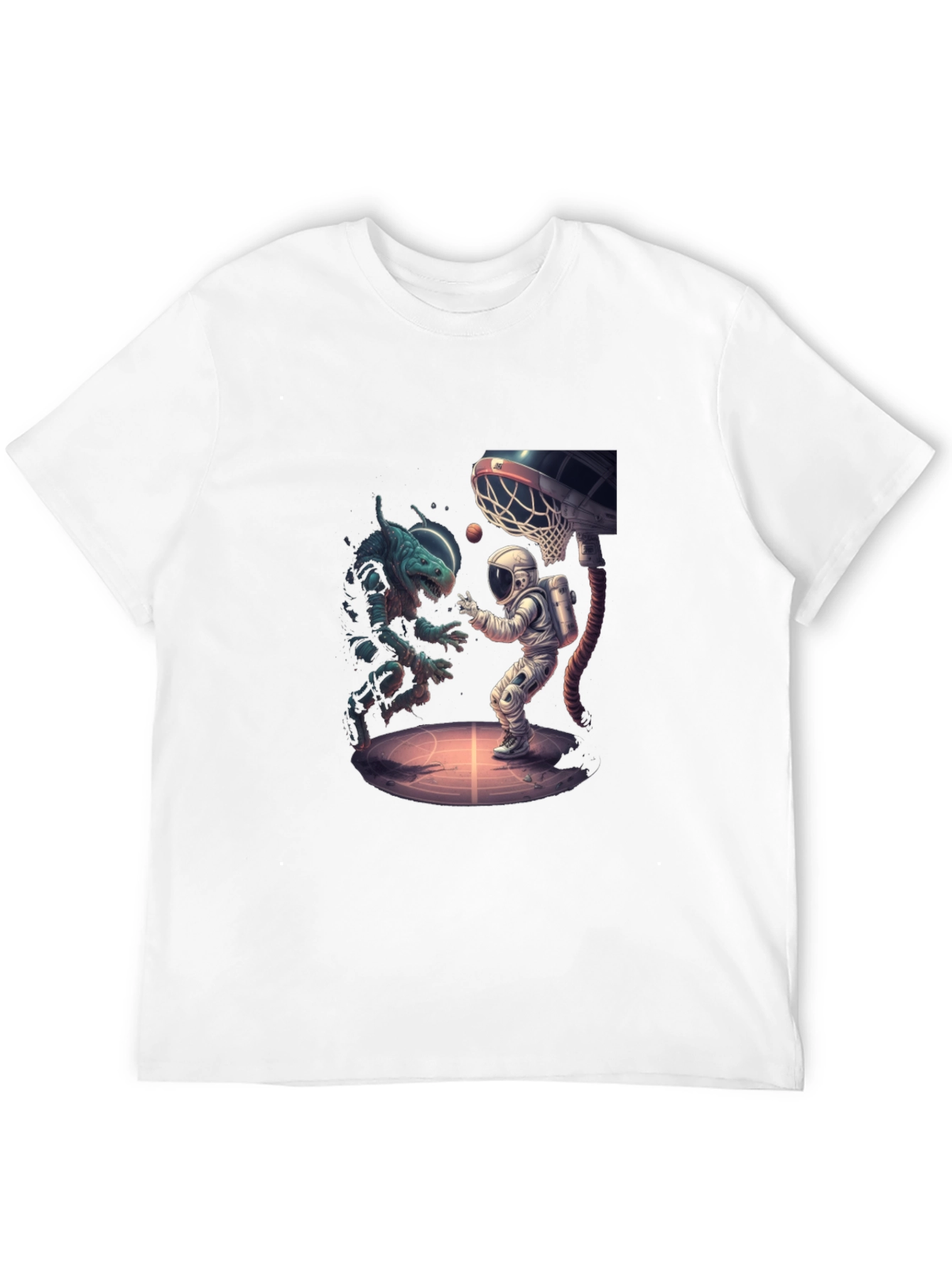 Black Cosmic Basketball T-Shirt - Alien vs Astronaut view 12