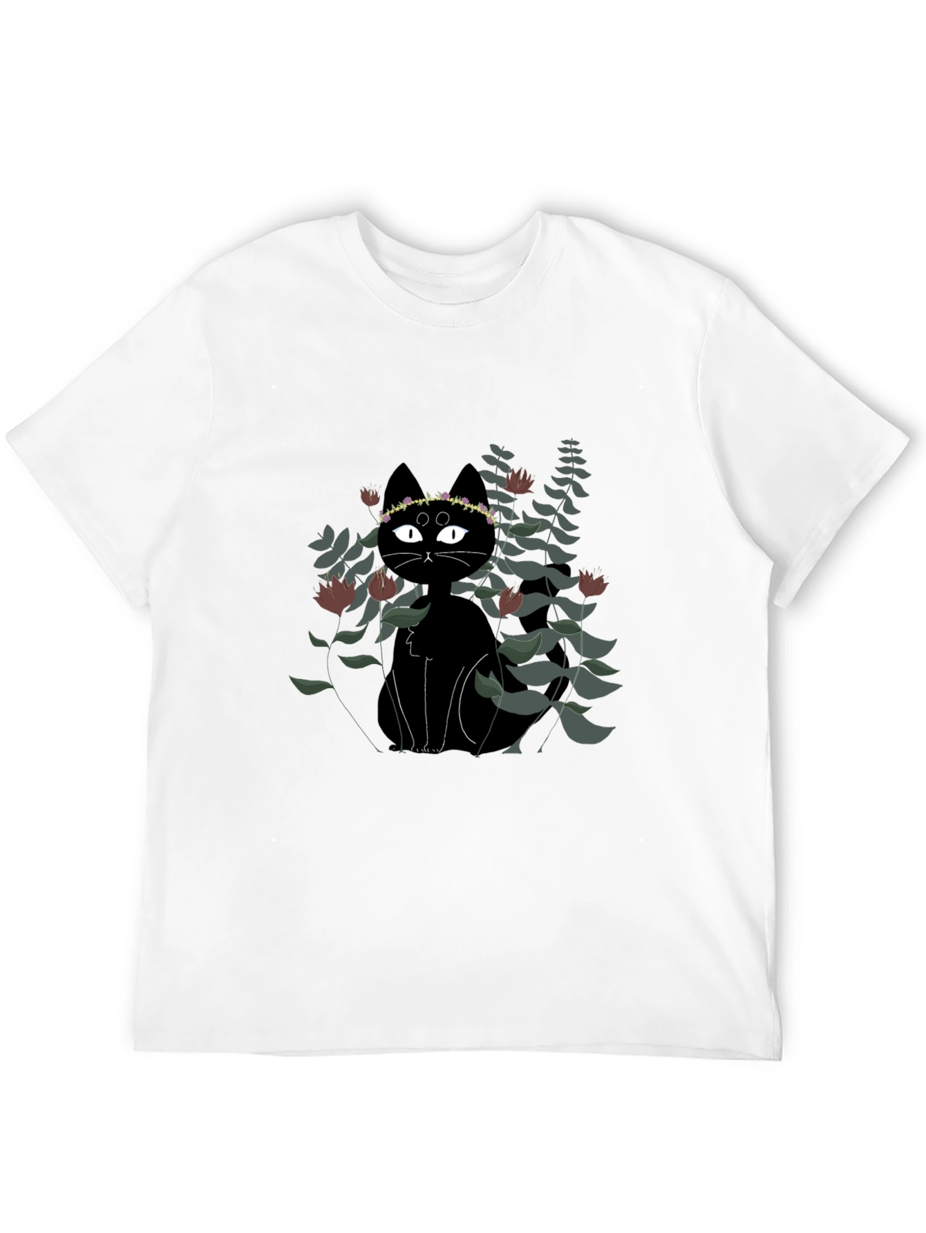 Black Black Cat Floral Crown T-Shirt view 12