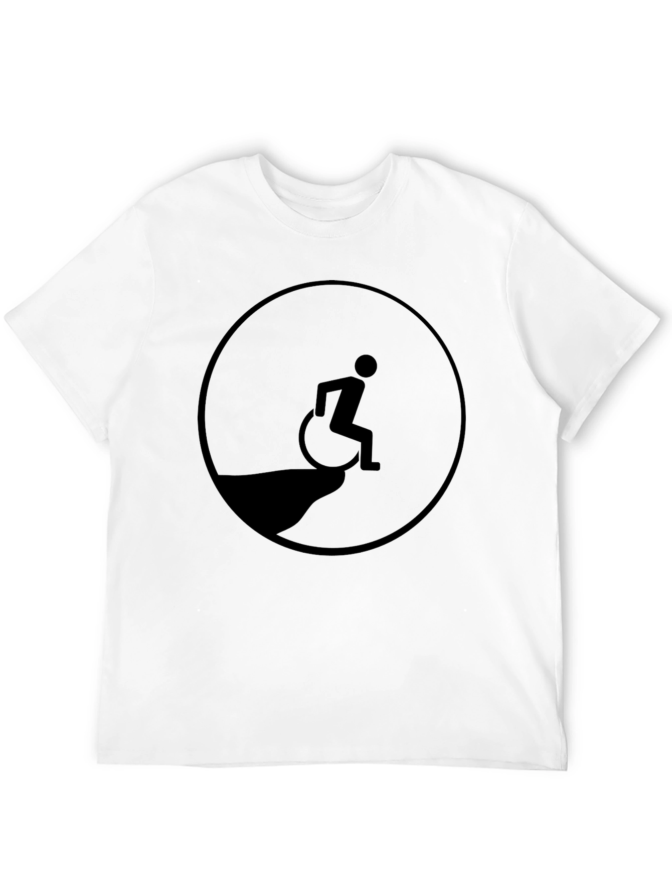 Black Edgy Humor T-Shirt - Wheelchair Cliff Design view 12