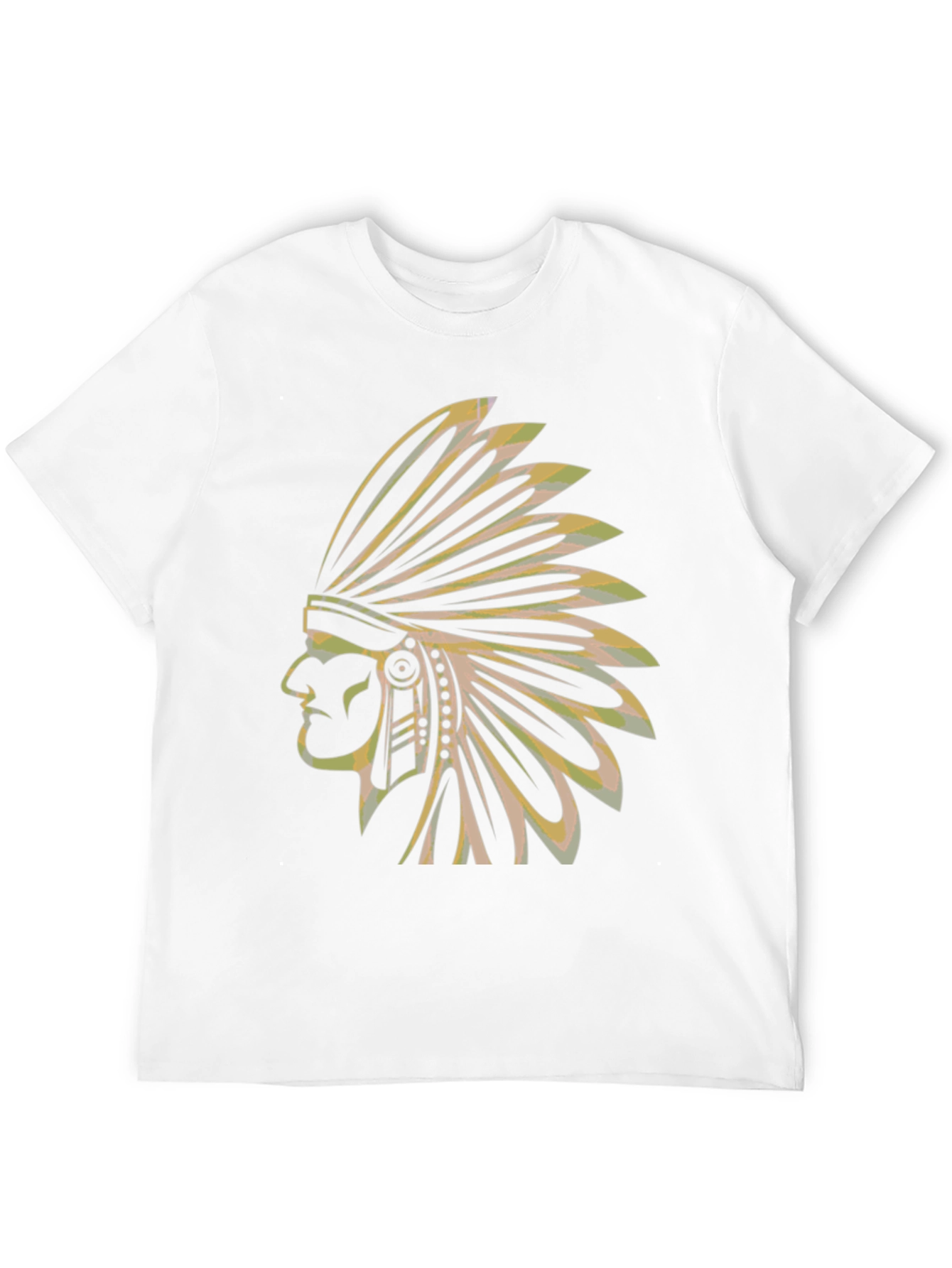 Black Men's Black T-Shirt with Native American Chief Graphic view 12