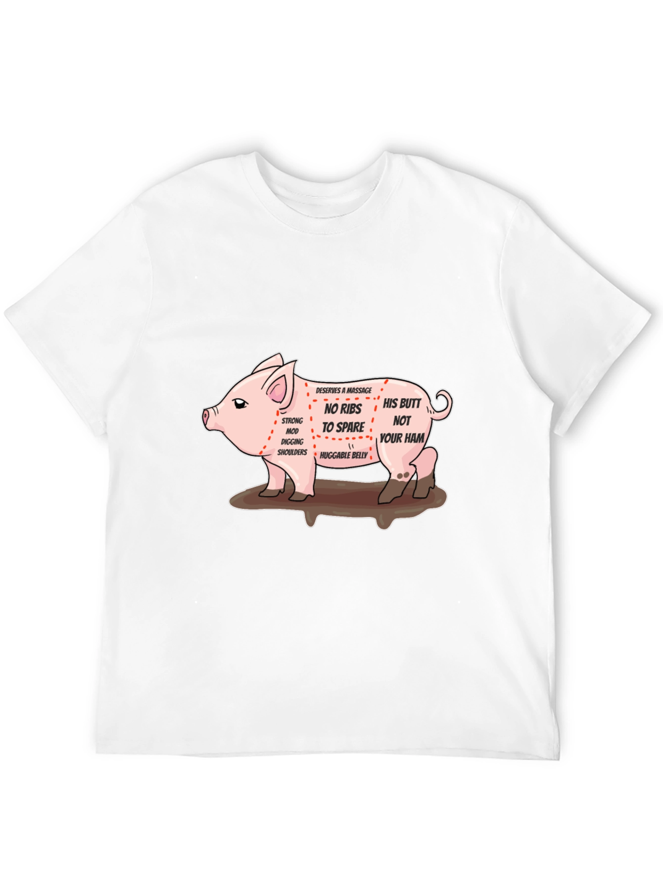 Black Funny Pig Anatomy Black T-Shirt view 12