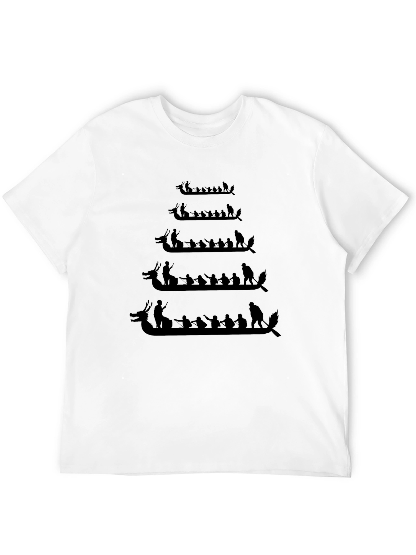 Black Dragon Boat Race T-Shirt - Black Crew Neck view 12