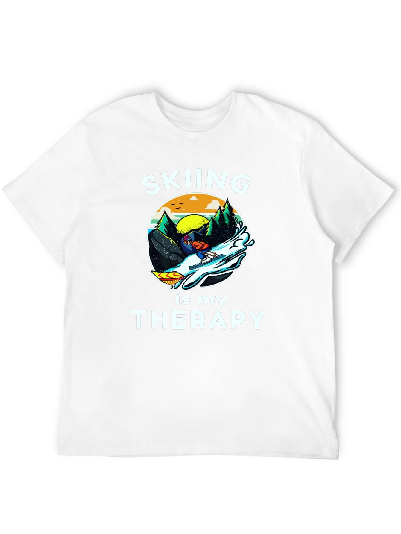 Black Skiing is My Therapy Graphic T-Shirt view 12