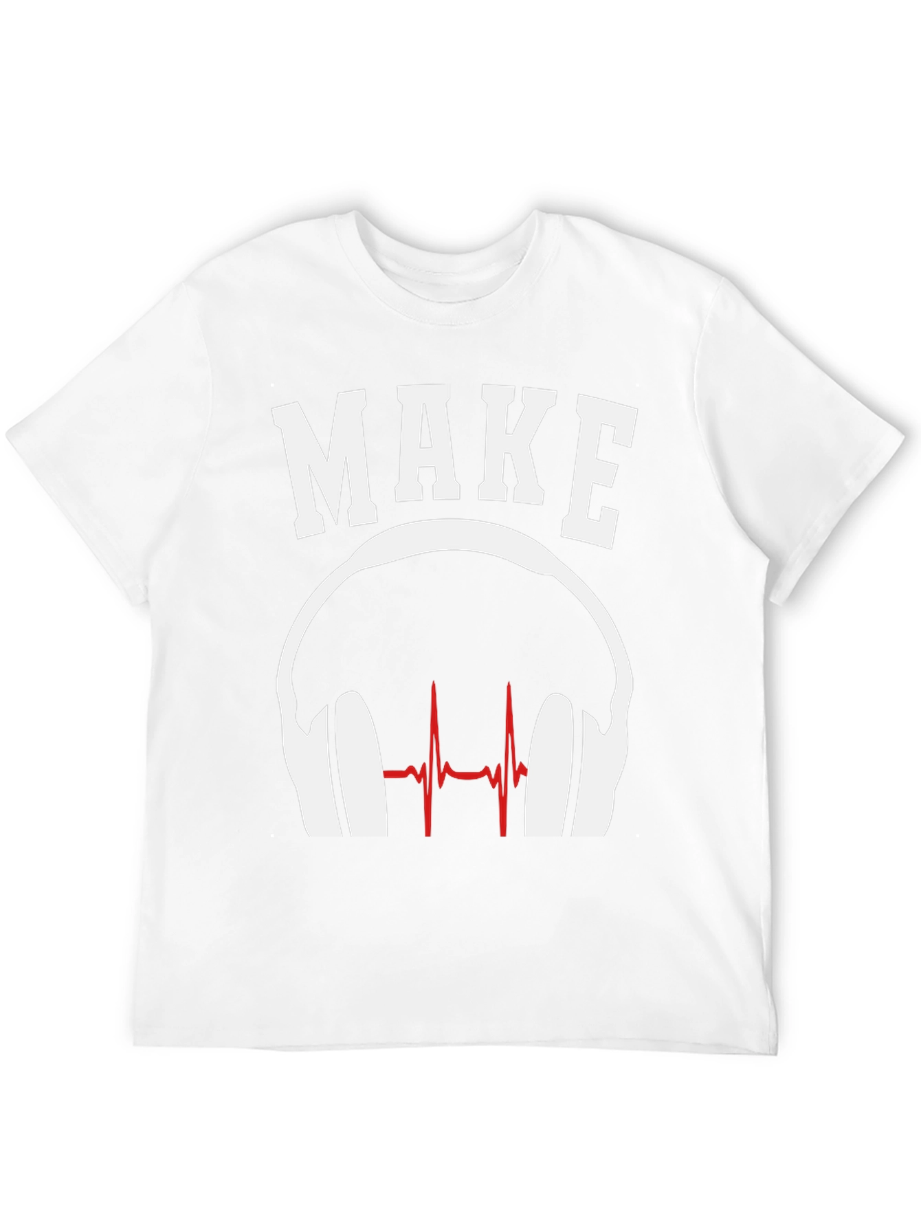 Black Make Music T-Shirt - DJ Headphones Heartbeat Design view 12