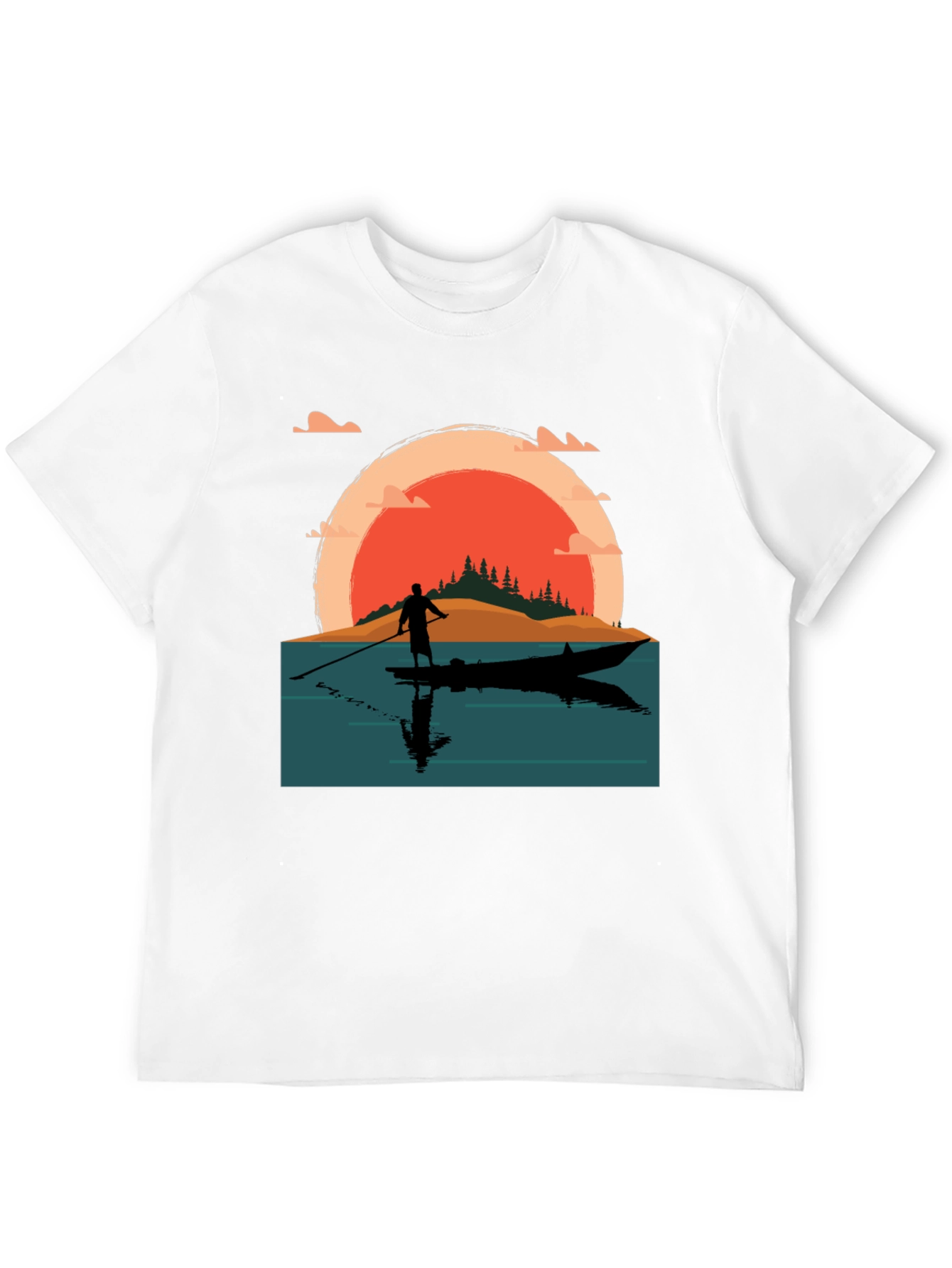 Black Sunset Paddle Board T-Shirt view 12
