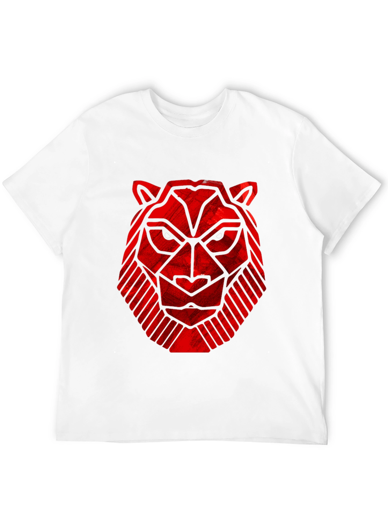 Black Geometric Red Tiger Graphic Black T-Shirt view 12
