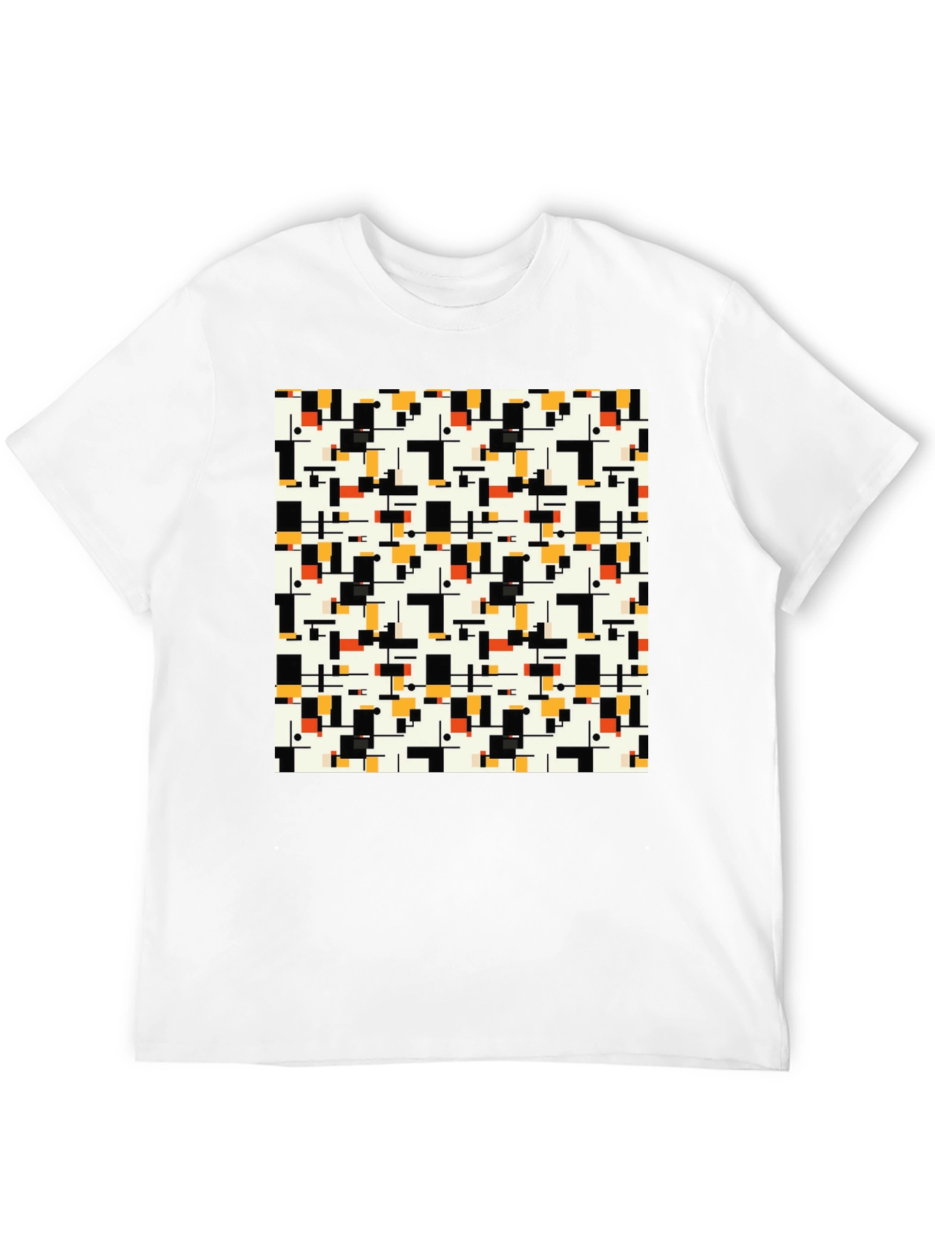 Black Geometric Pattern T-Shirt - Modern Abstract Design view 12